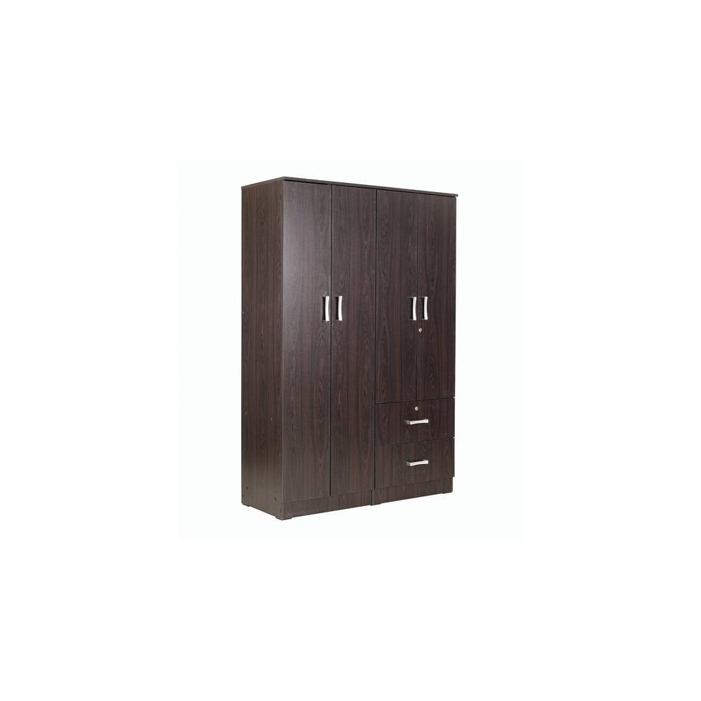 Ren 4 Door Wardrobe with External Drawers in Wenge Finish