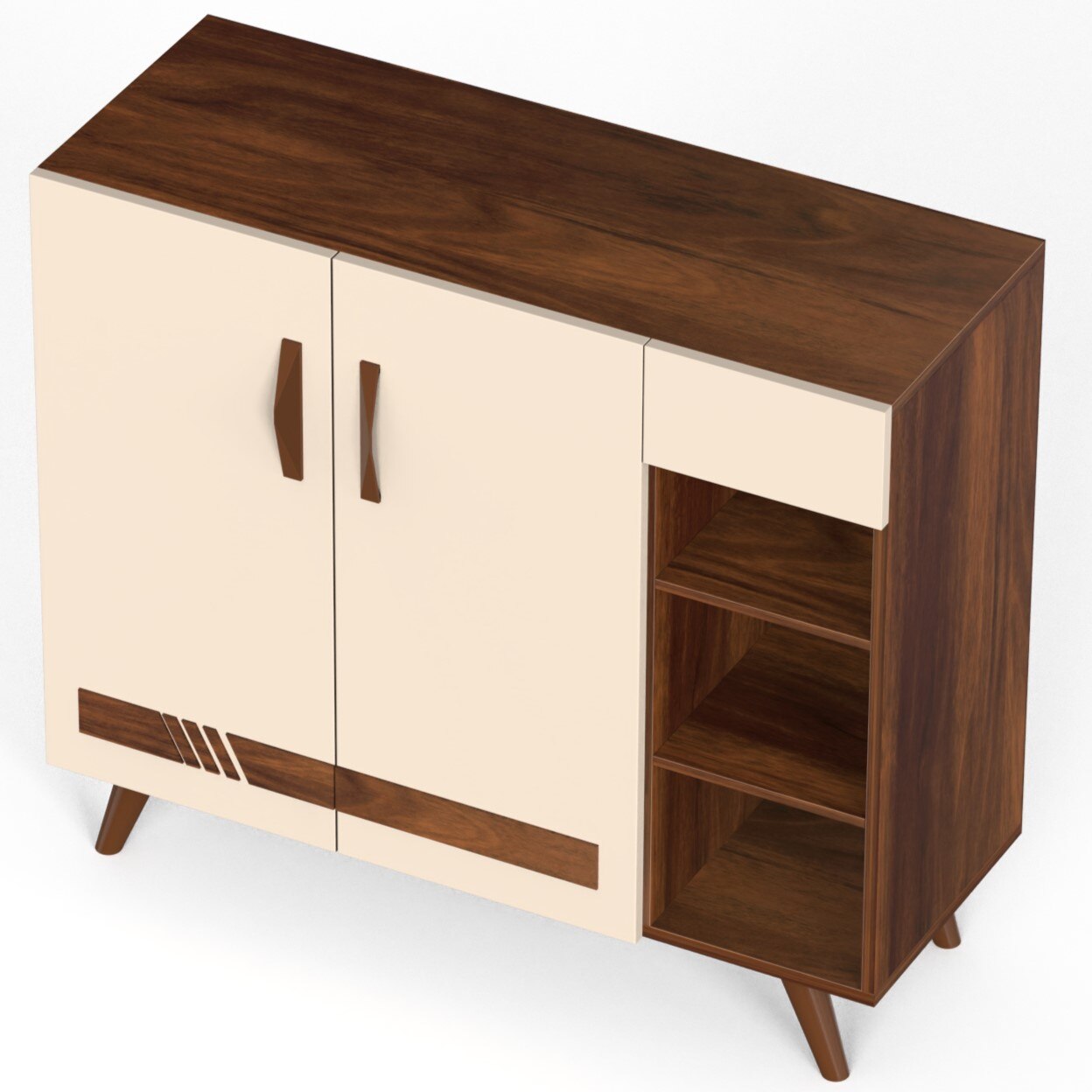 Oleye Engineered Wood Dual Tone 3 Doors Shoe Rack Cabinet Slipper Footwear Stand Organizer with Drawer can Store Up to 16 Pairs for Home (Brown Maple & Beige)