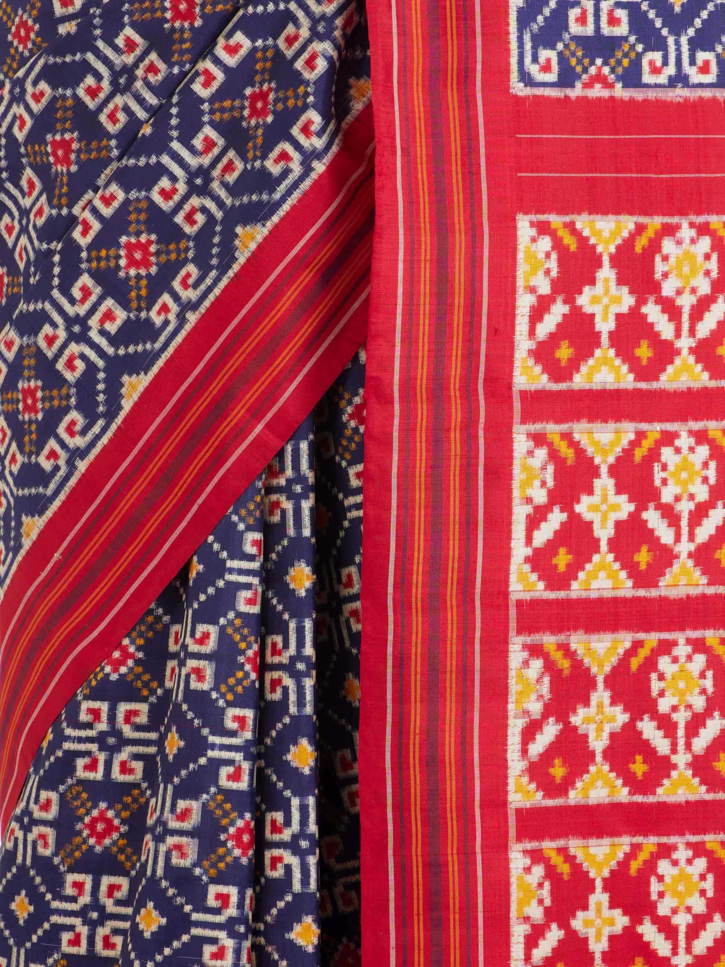 Blue Pochampally Double Ikat Silk Saree