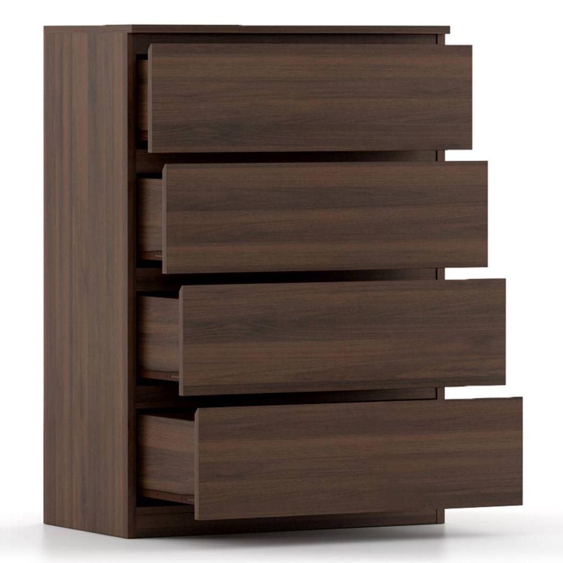 Bocado Compact Engineered Wood Chest of 4 Drawers in Columbian Walnut Finish