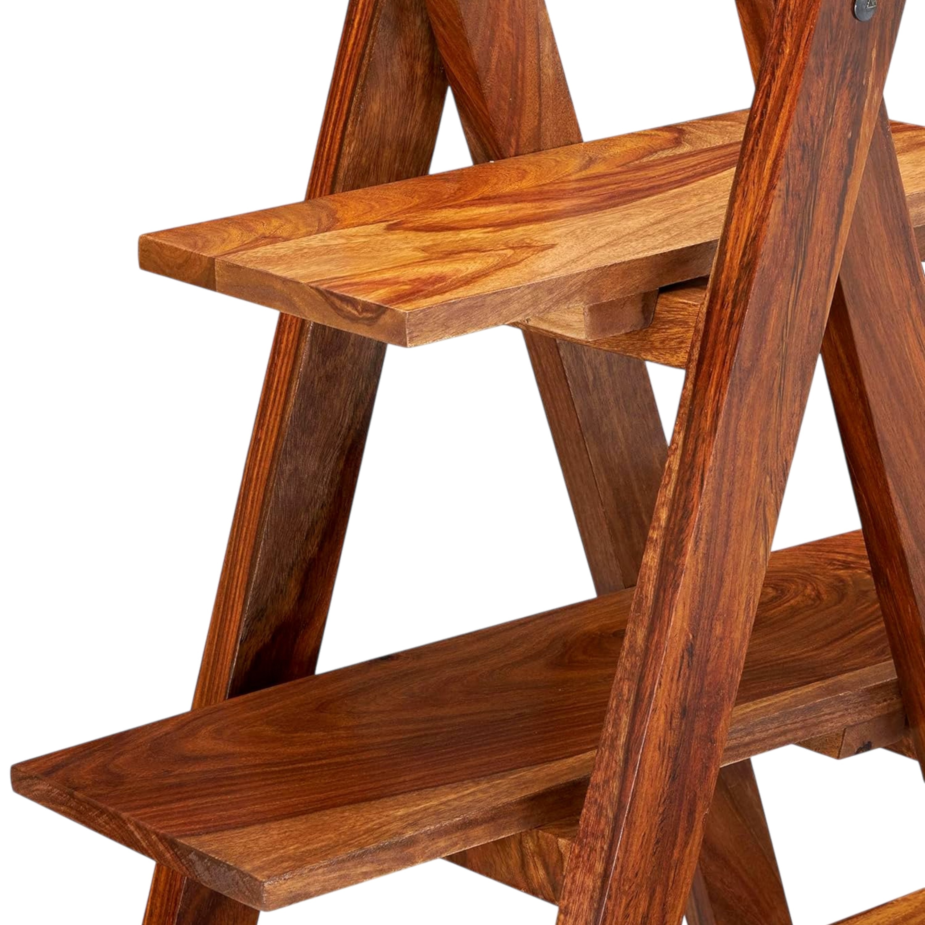 Ikiriya Sheesham Wood Accent Book Shelf Showcases in Natural Teak Finish