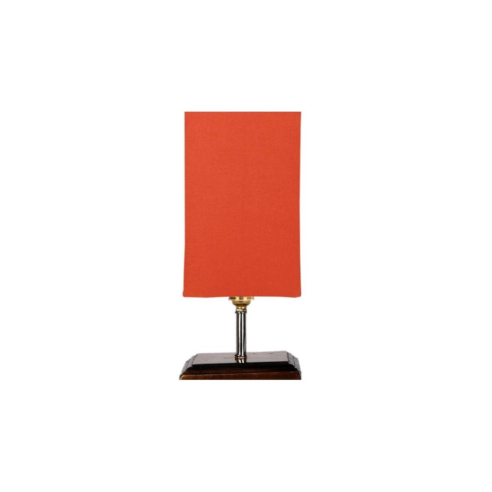 Elliott Orange cotton table lamp with Square Brown Wood Base