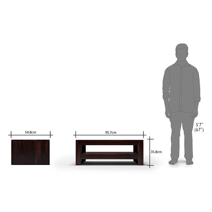 Epsilon Rectangular Solid Wood Coffee Table In Mahogany Finish