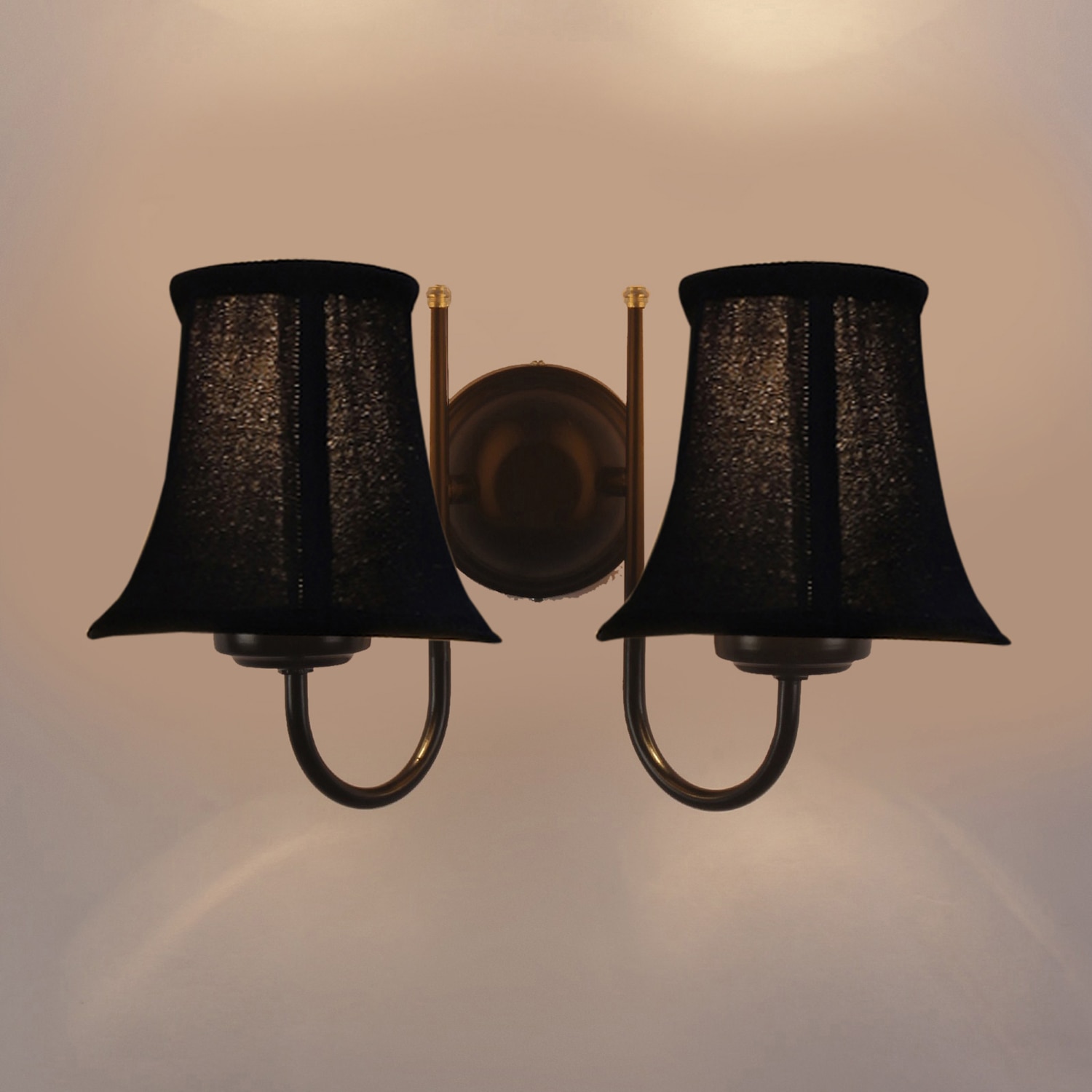 Devansh Dual Black Metal  Wallmounted Lamp With Cotton Black Metal  Shade