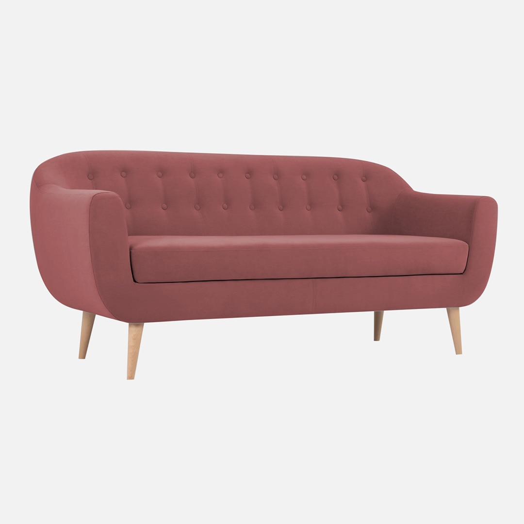 Colam Velvet 3 Seater Sofa in Pink Colour