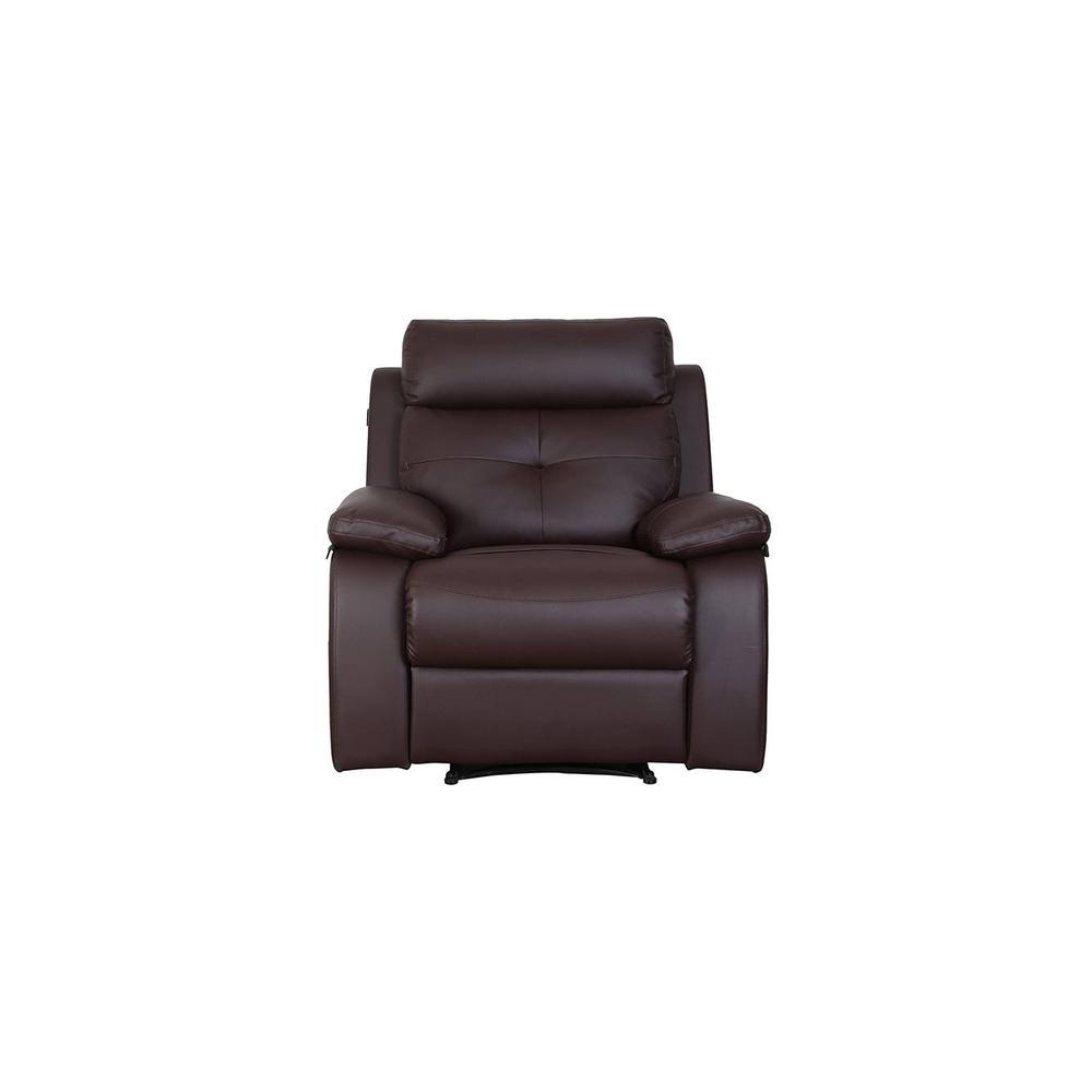 Ohio Leatherette One Seater Manual Recliner in Brown Colour