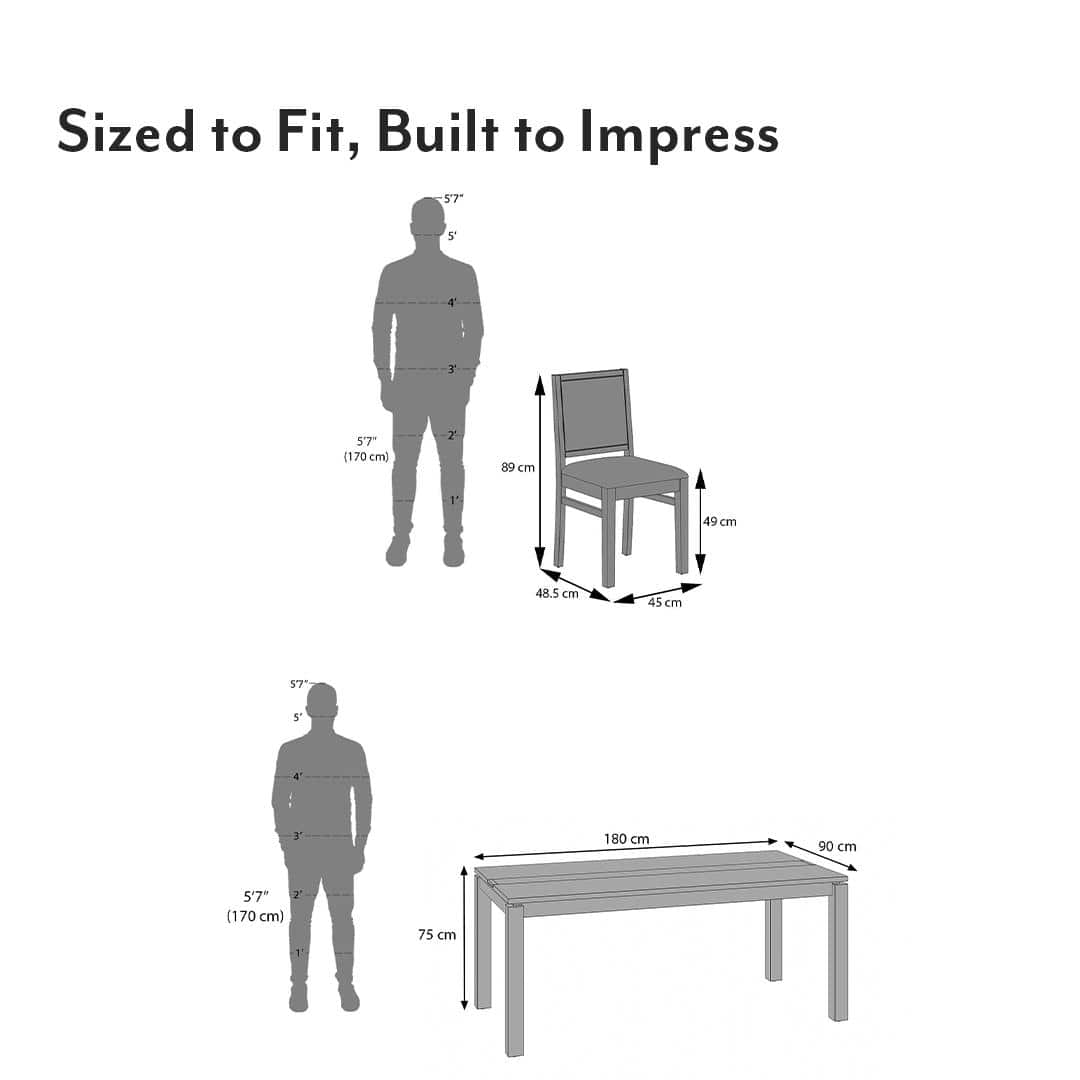 Atlas Crest Storage Solid Wood 6 Seater Dining Table With Atlas Dining Chairs Set