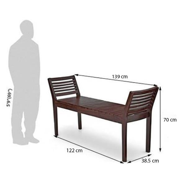 Latt Solid Wood Bench In Mahogany Finish