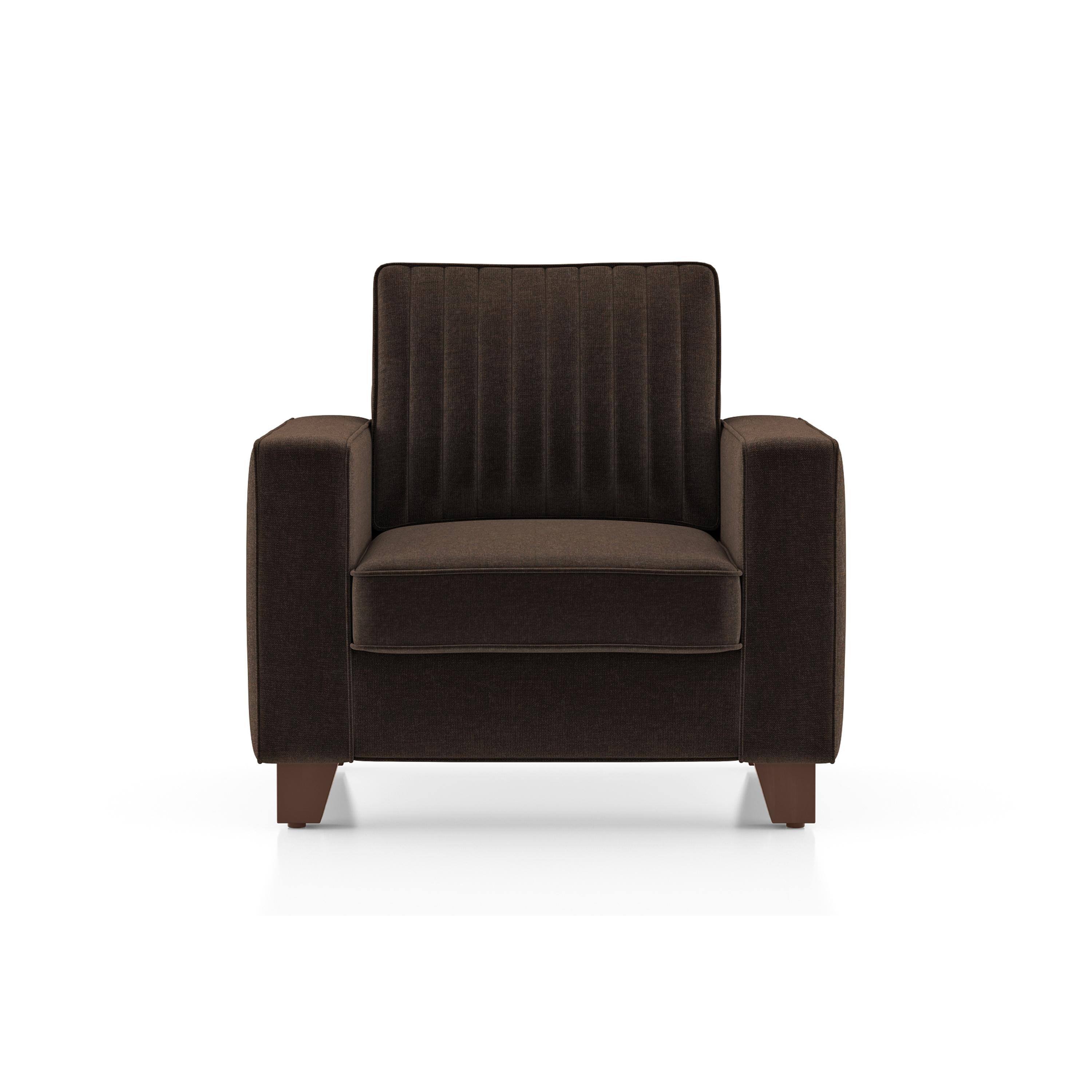 Apollo Neo 1 Seater Fabric Sofa in Dark Earth Colour (Back Height : Regular, Cushion Type : Soft)