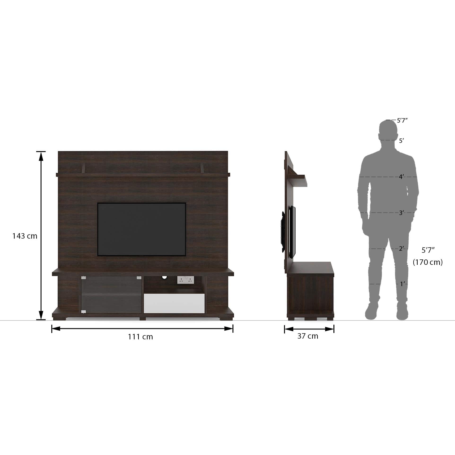 Iwaki Engineered Wood Swivel TV Unit in Deep Walnut Finish