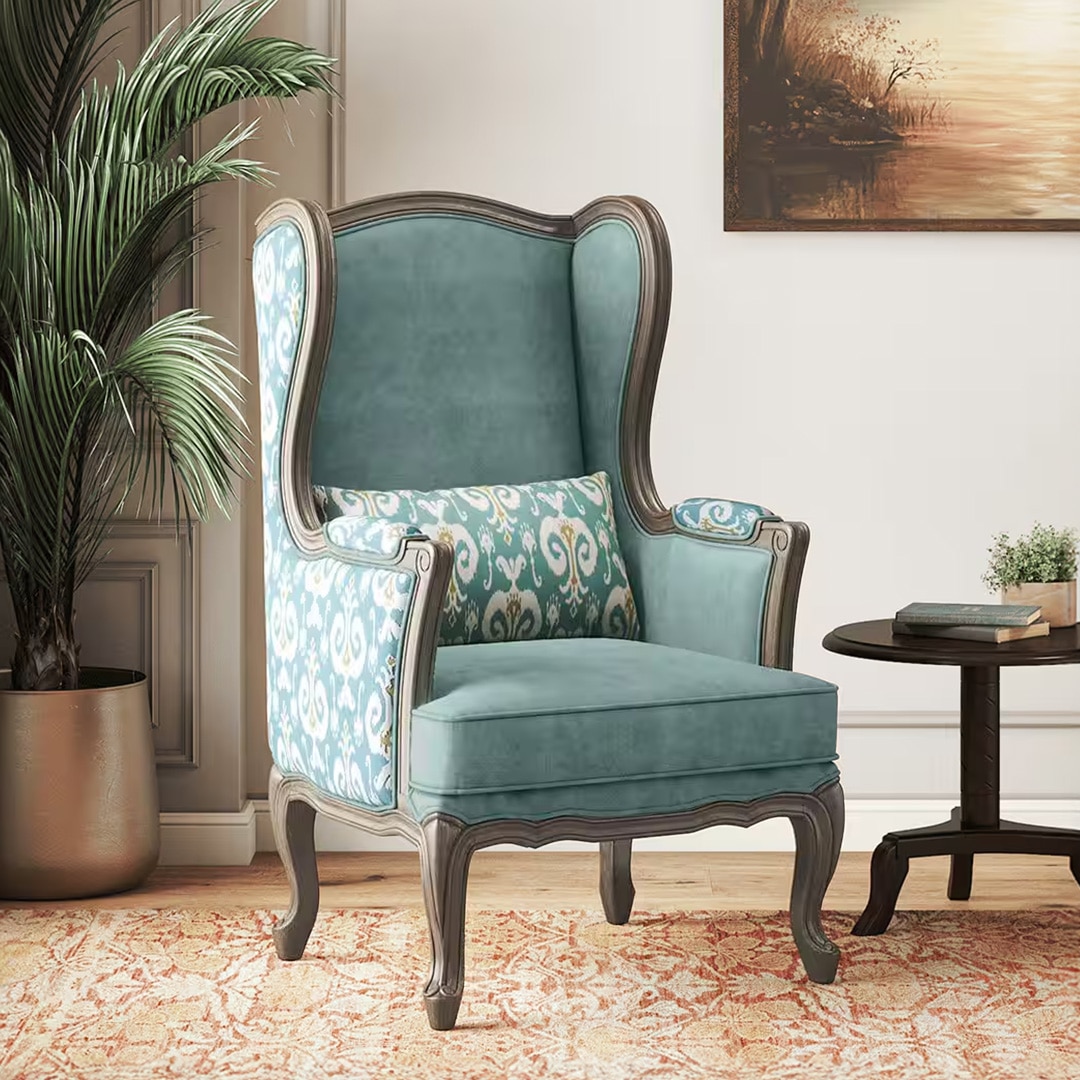 Serai Lounge Chair in Mint Ikat Colour