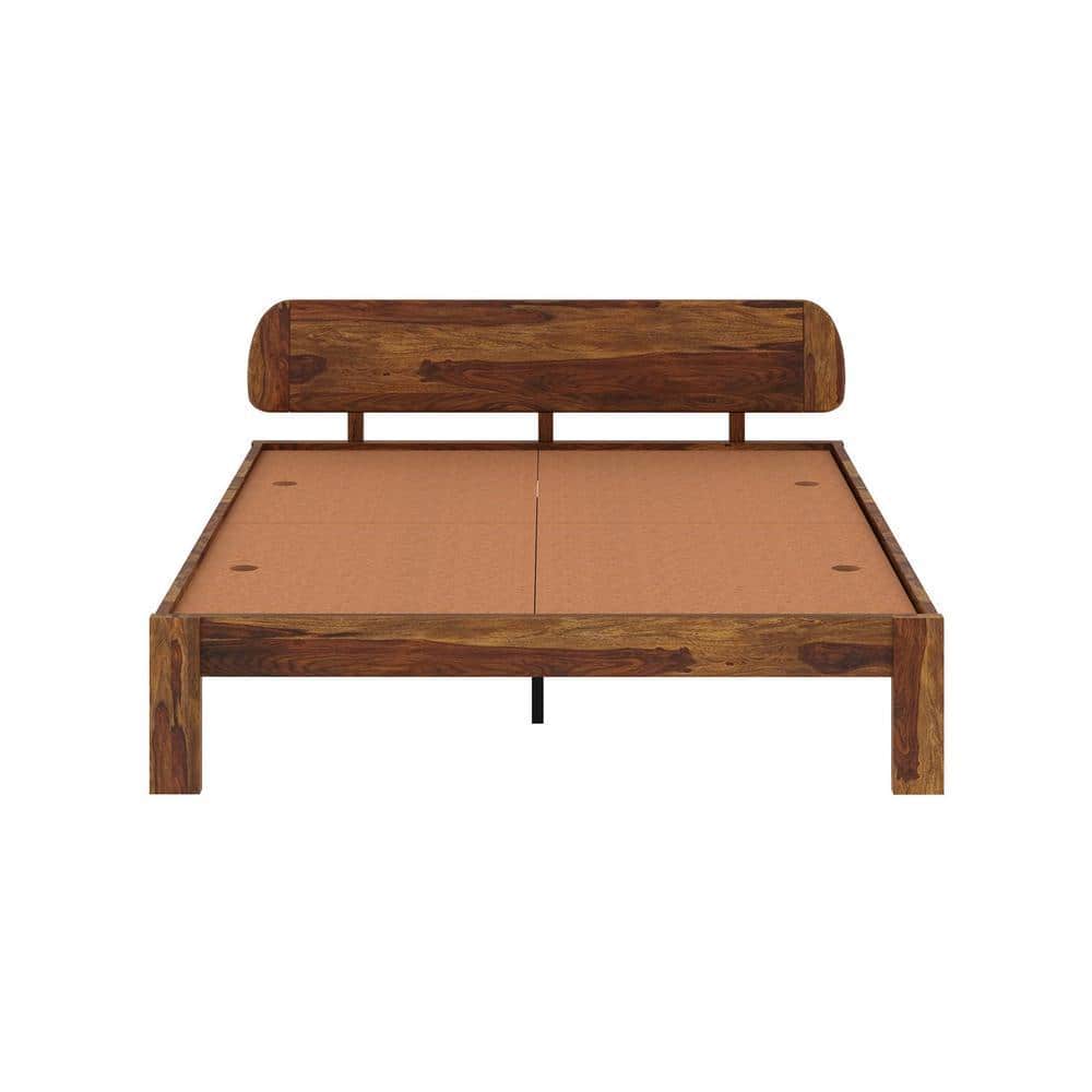 Sleigh Solid Wood Queen Size Non Storage Bed In Provincial Teak Finish