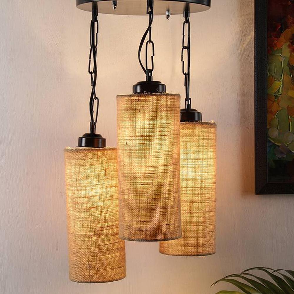 Trenton Beige Natural Fiber Cluster Hanging Light