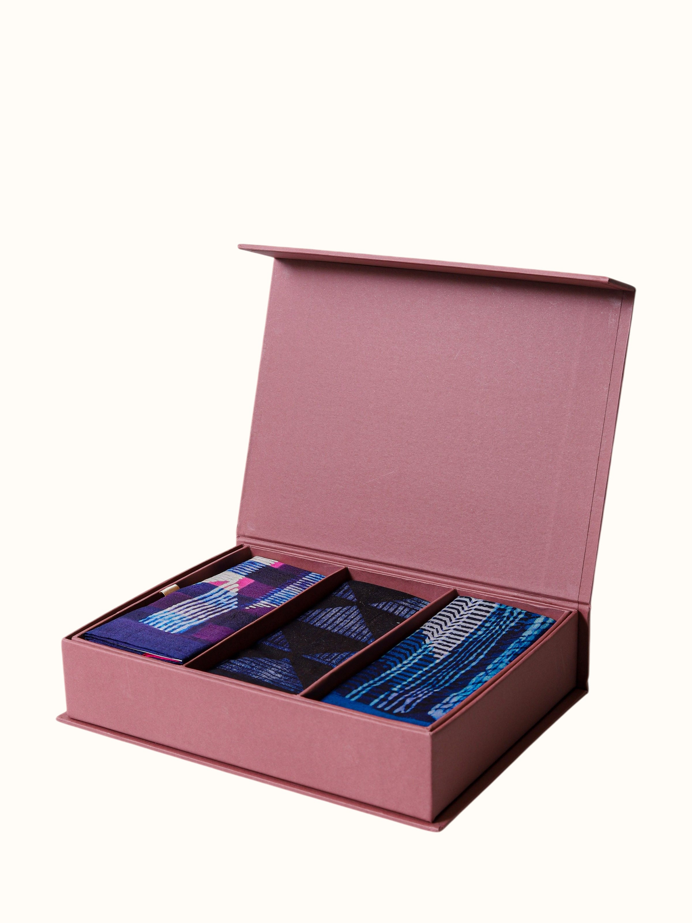 Assorted Silk Discharge Block Printed Pocket Squares (3Pcs)