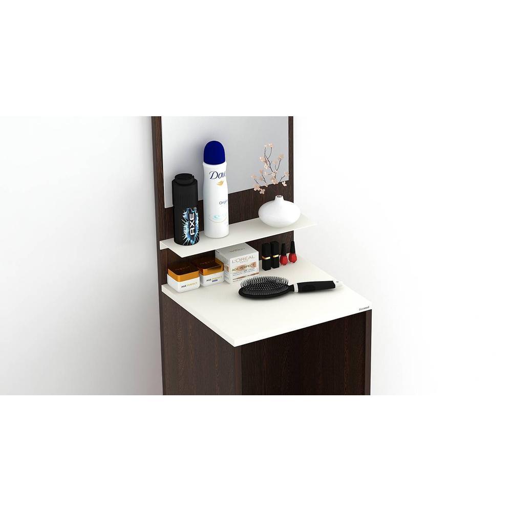 Alesti Engineered Wood Slim Dressing Table Full Length Mirror with Utility Shelf (Wenge & White)