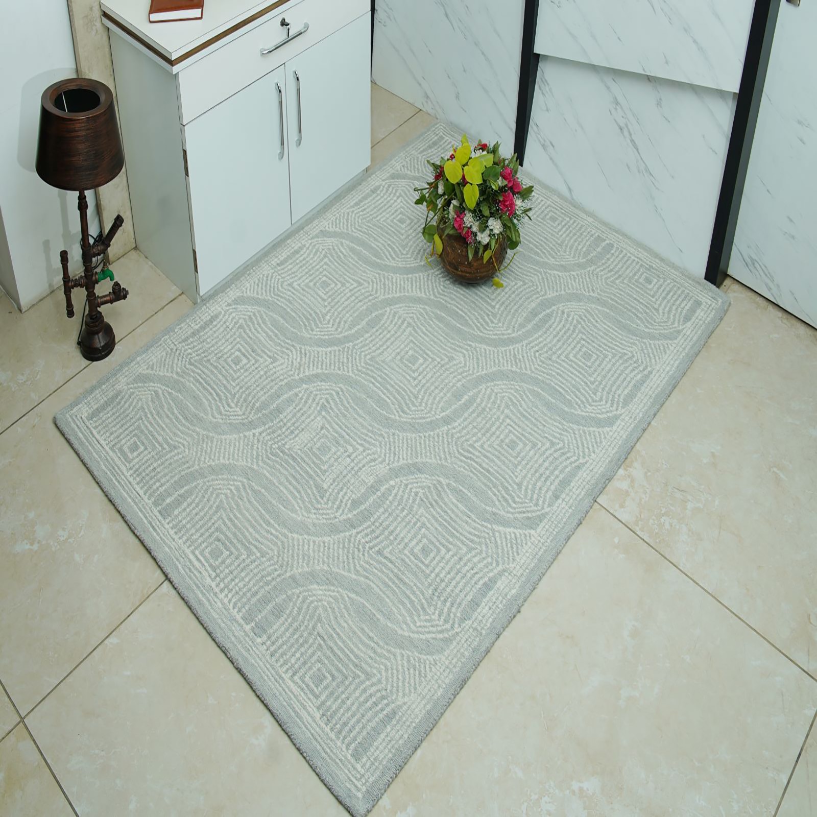 Irvine Wool Rectangle Carpets Hand Tufted in Blue Colour