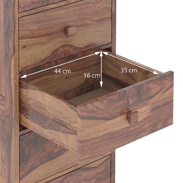 Magellan Solid Wood Chest of 5 Drawers in Teak Finish