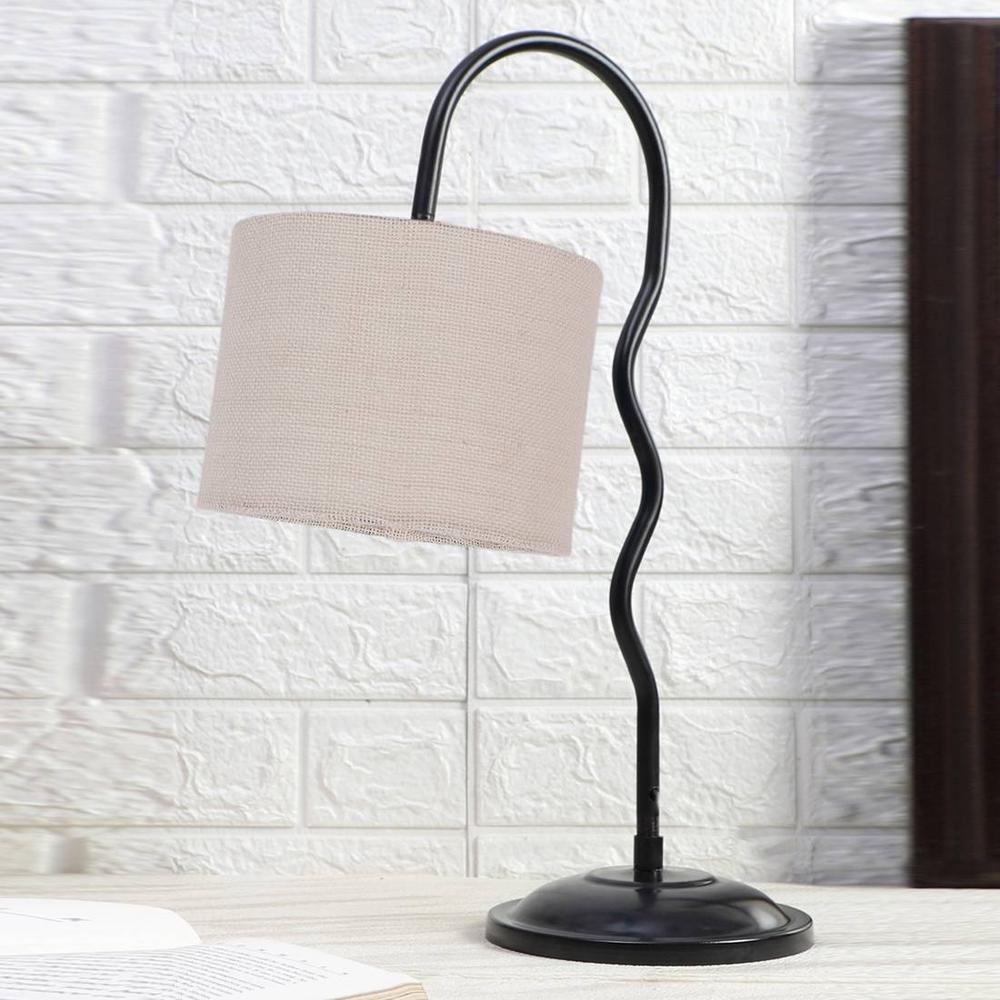White Jute Zig Zag Curvy table lamp with Iron Base (SP31)