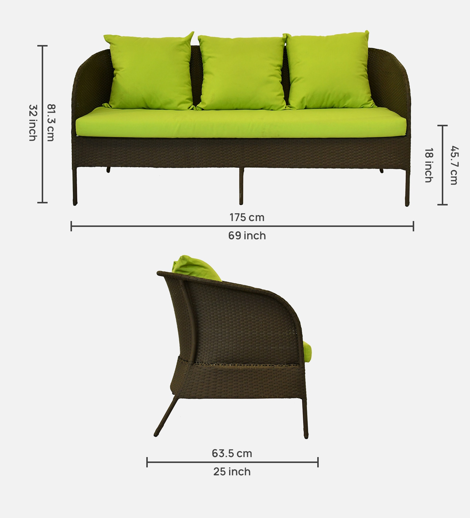 Paris 3+1+1 Seater Wicker Sofa Set in Brown Colour