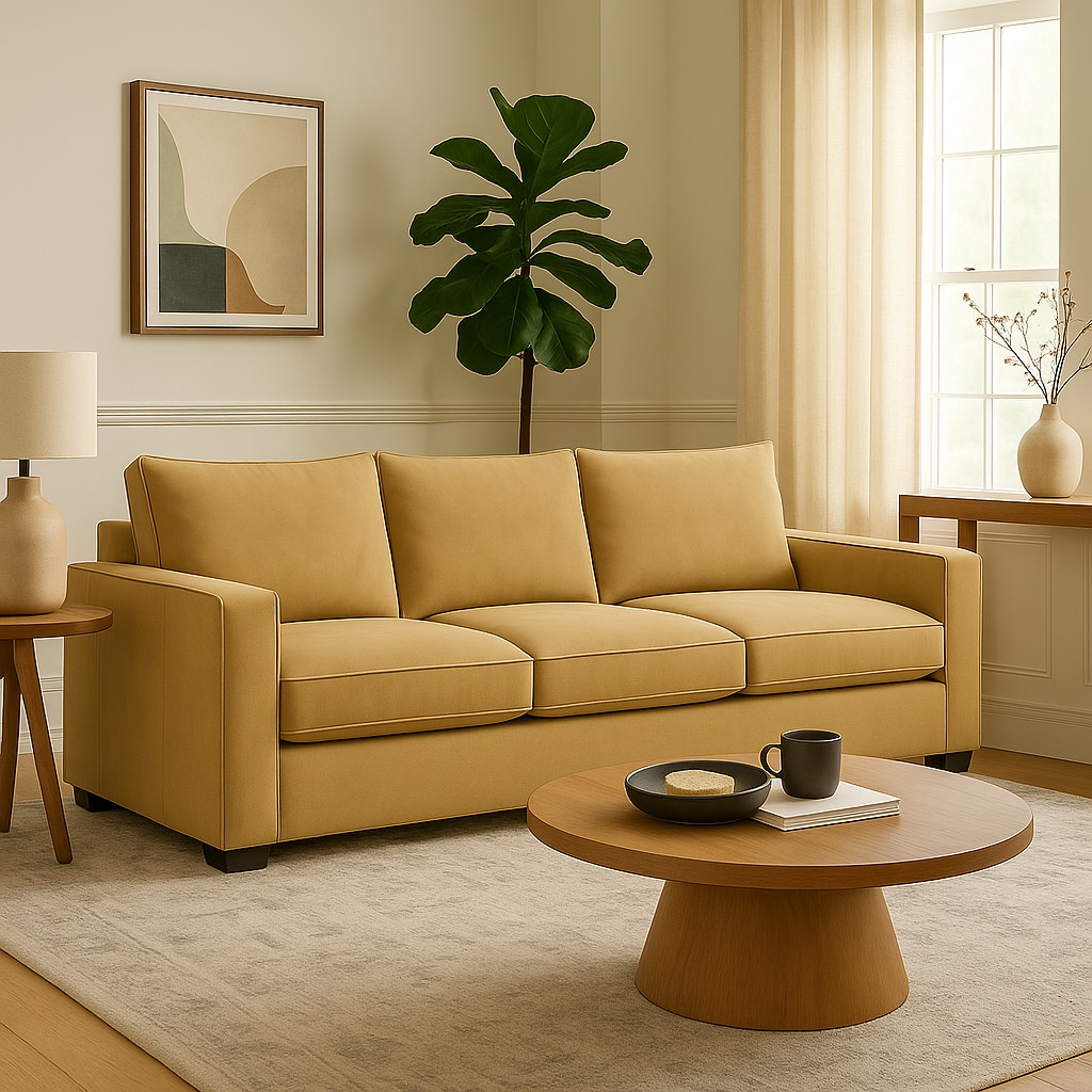 Lawson 3 Seater Sofa In Leatherette Beige Color