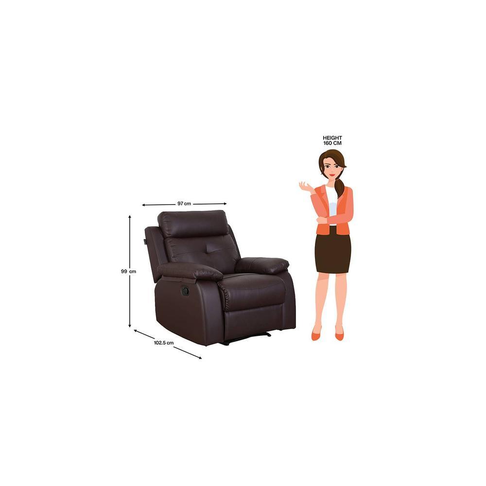 Ohio Leatherette One Seater Manual Recliner in Brown Colour