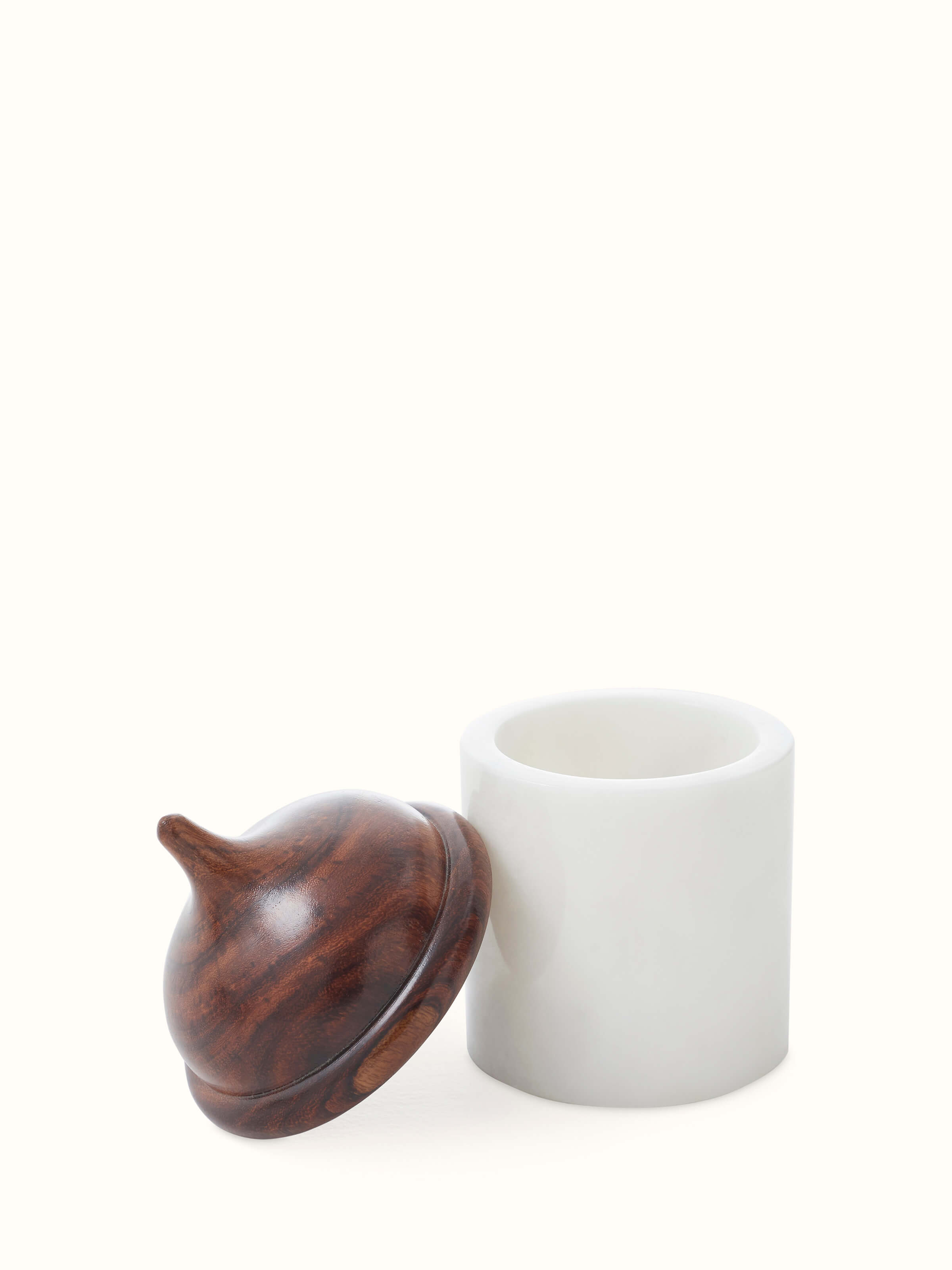 Detail shot of White Pavilion Marble Carving Condiment Set