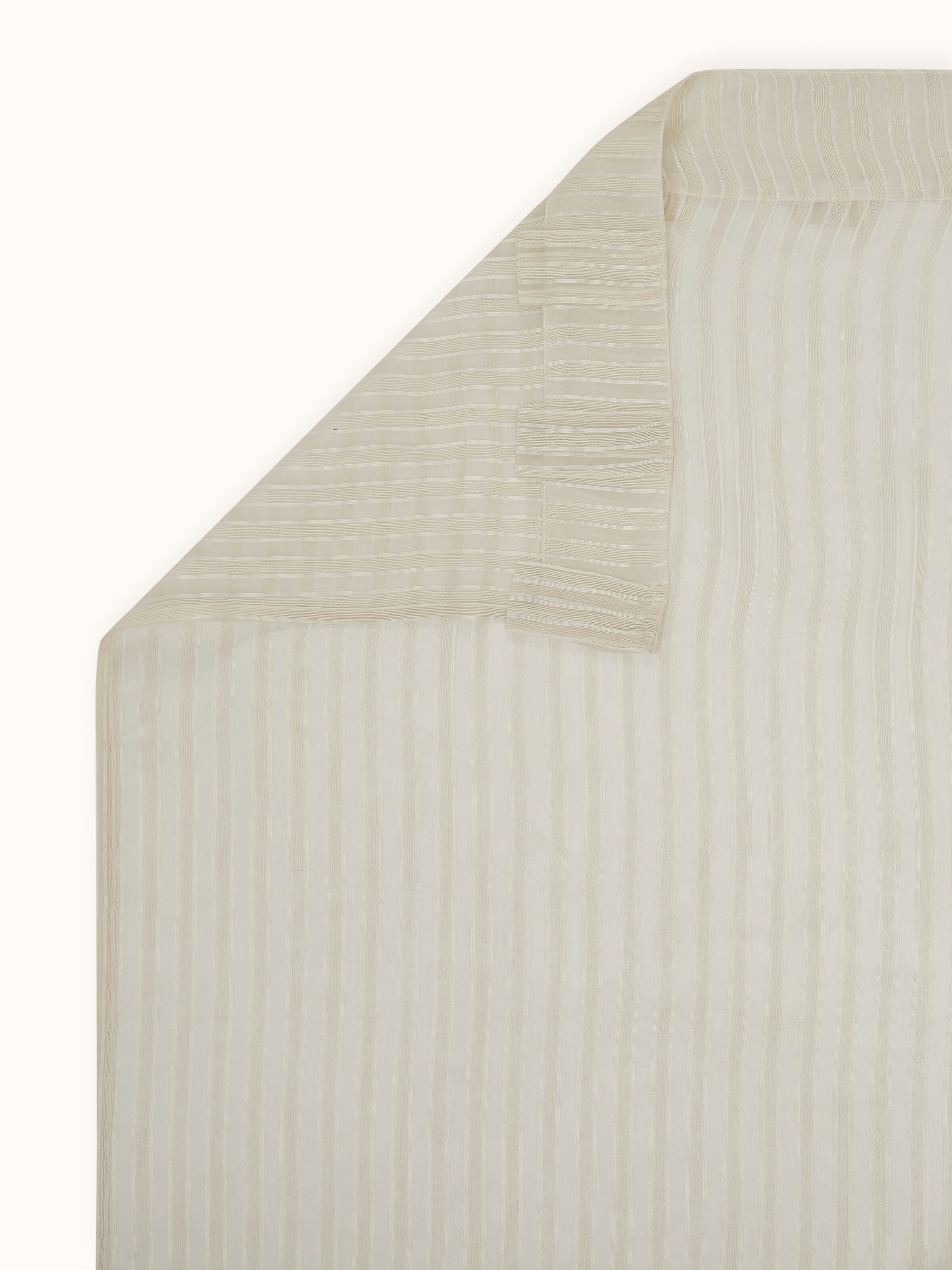 Back view of curtain folds, displaying handloom quality and finish.