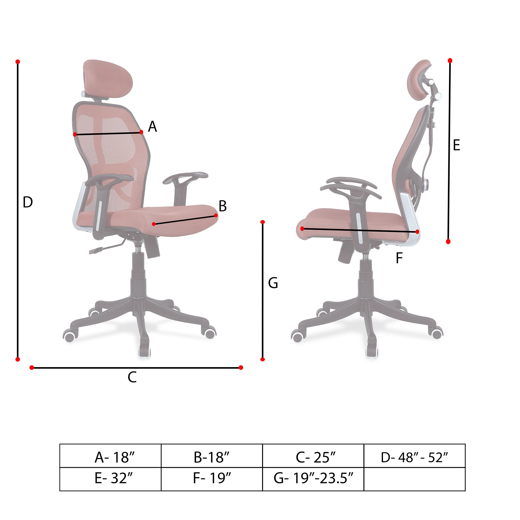 Reaii Mid Back Ergonomic Chair in Orange Colour