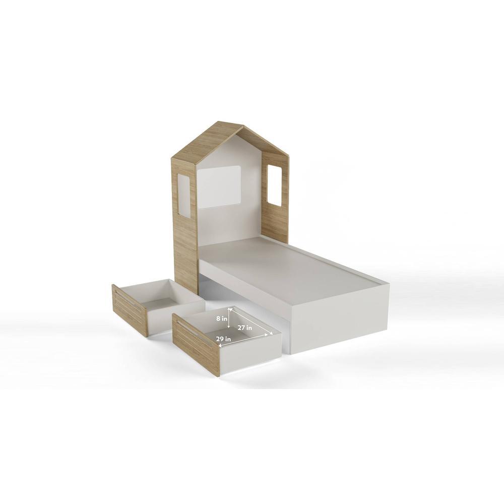Pine Engineered Wood Box Storage Bed in Oak Colour