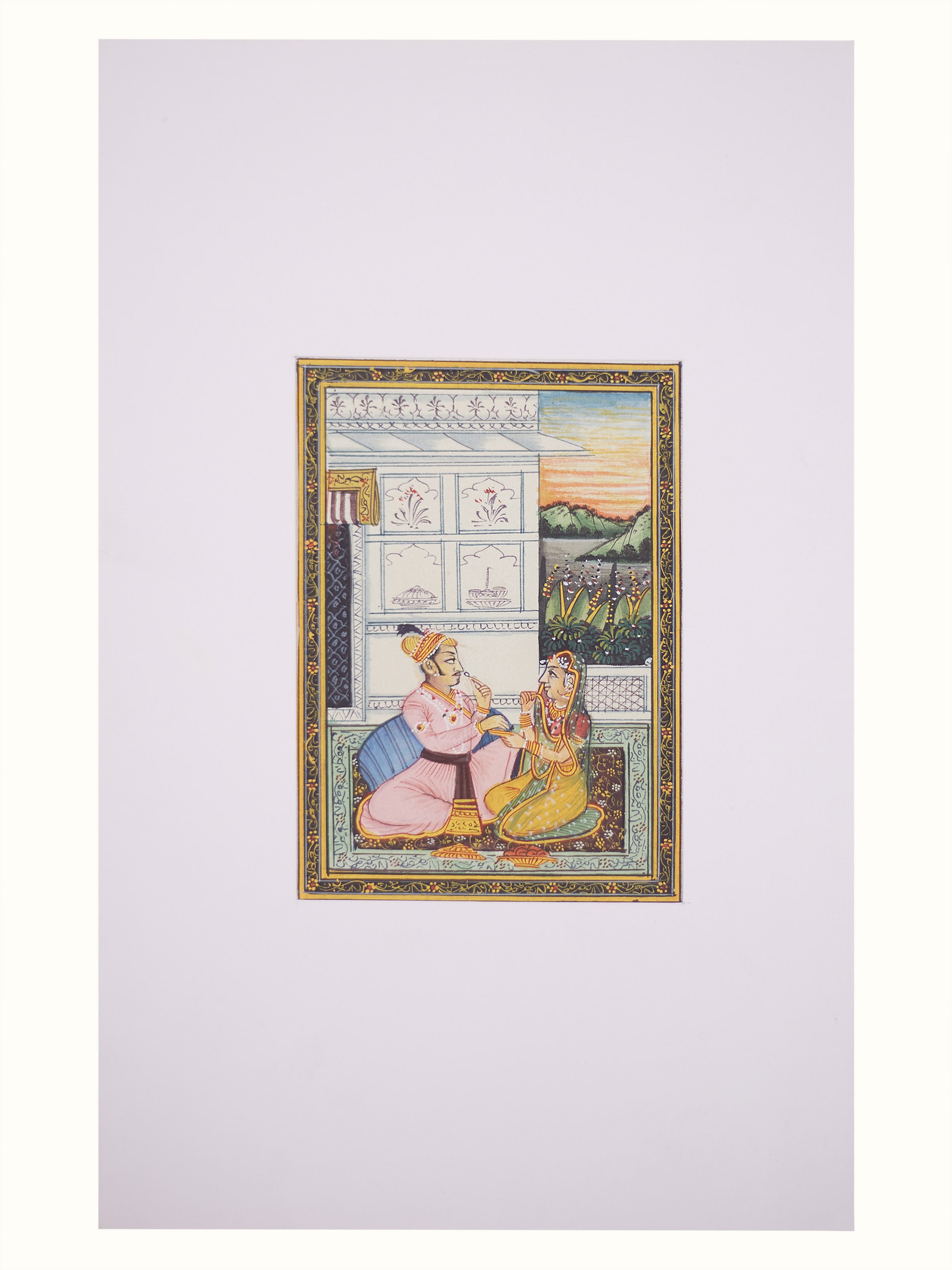 Mughal Love Scene Miniature Painting