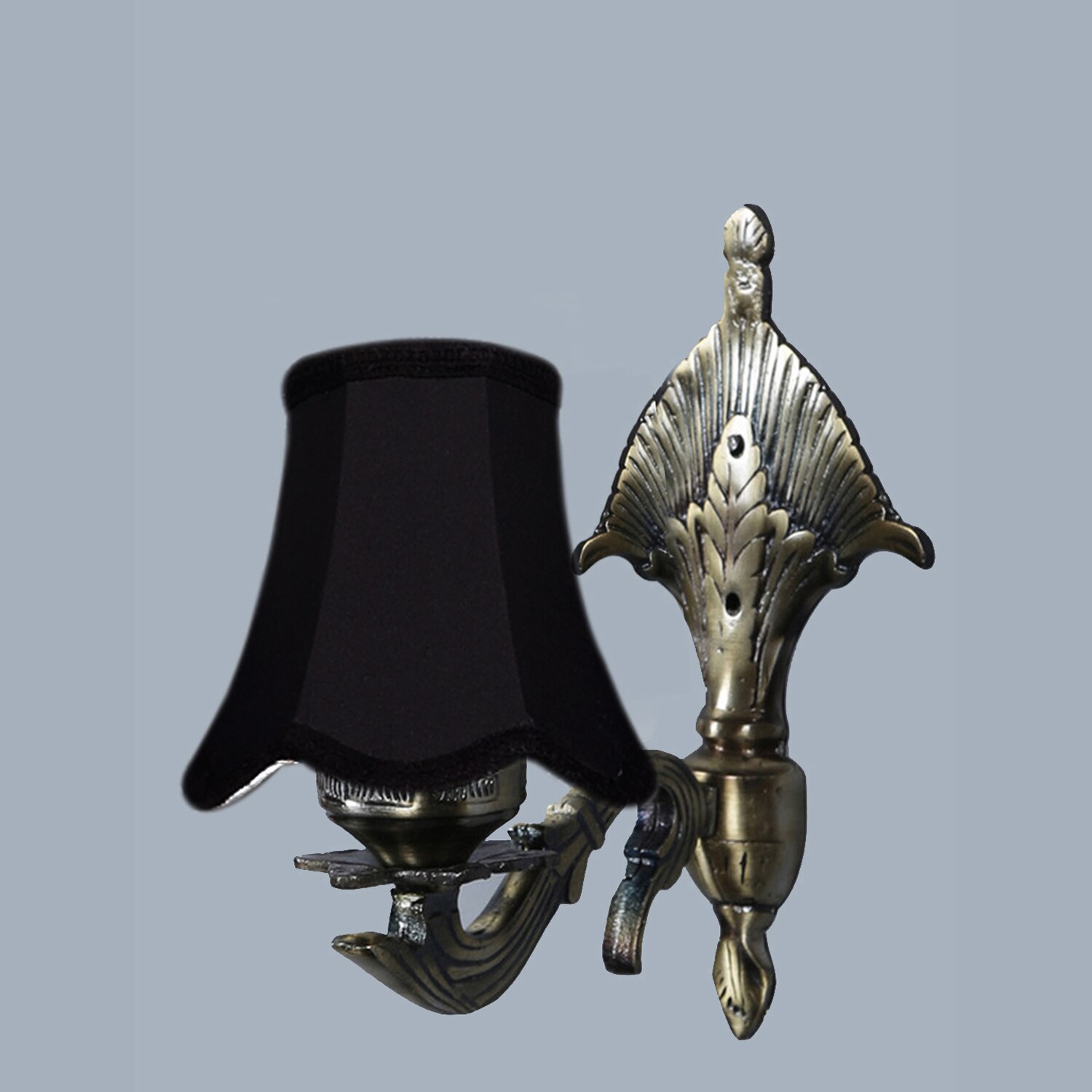 Devansh Gold Antique Wall Mounted Lamp With Black  Cotton Shade