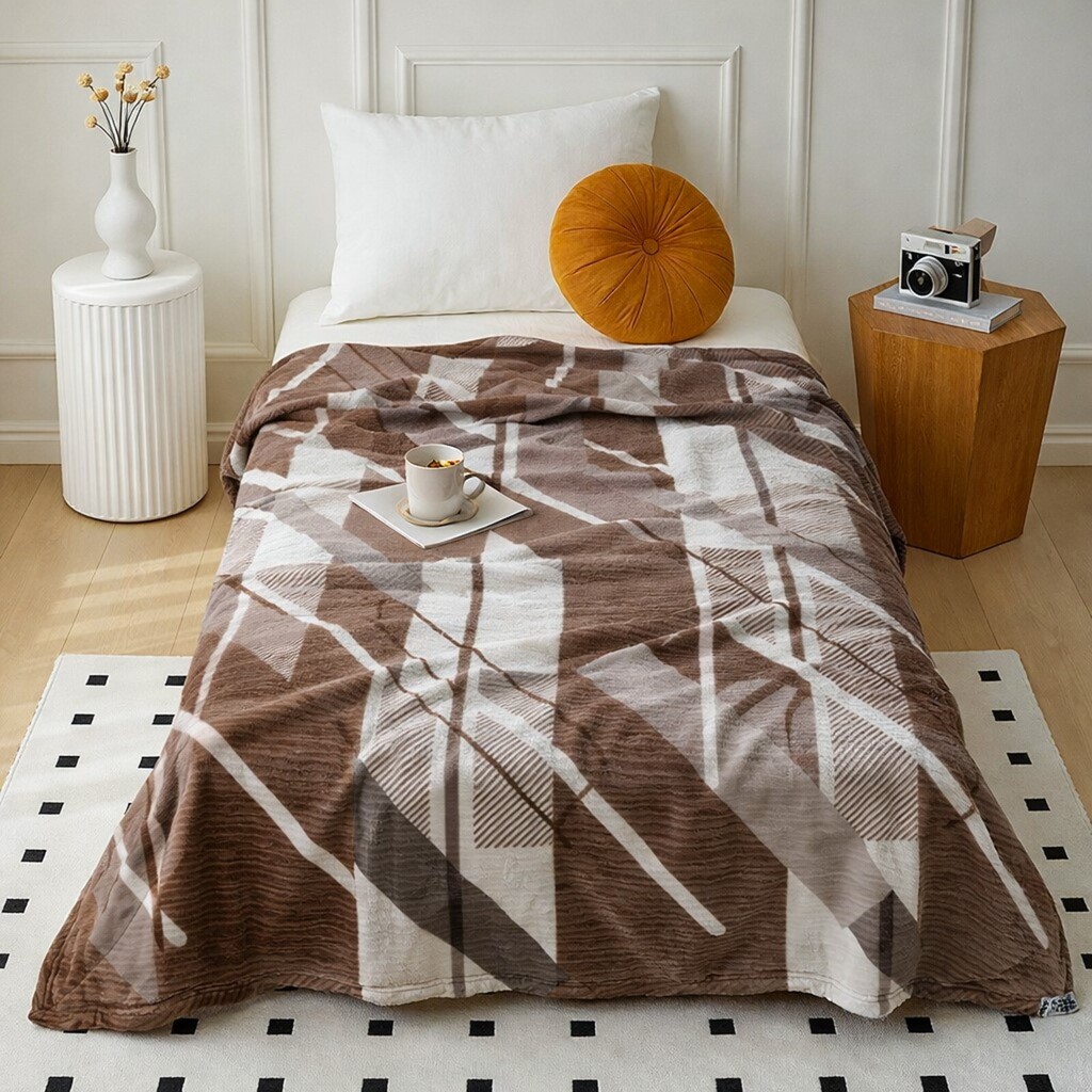 Ella Multicolor Abstract Wool Single Bed Blanket 350 Gsm - Threads