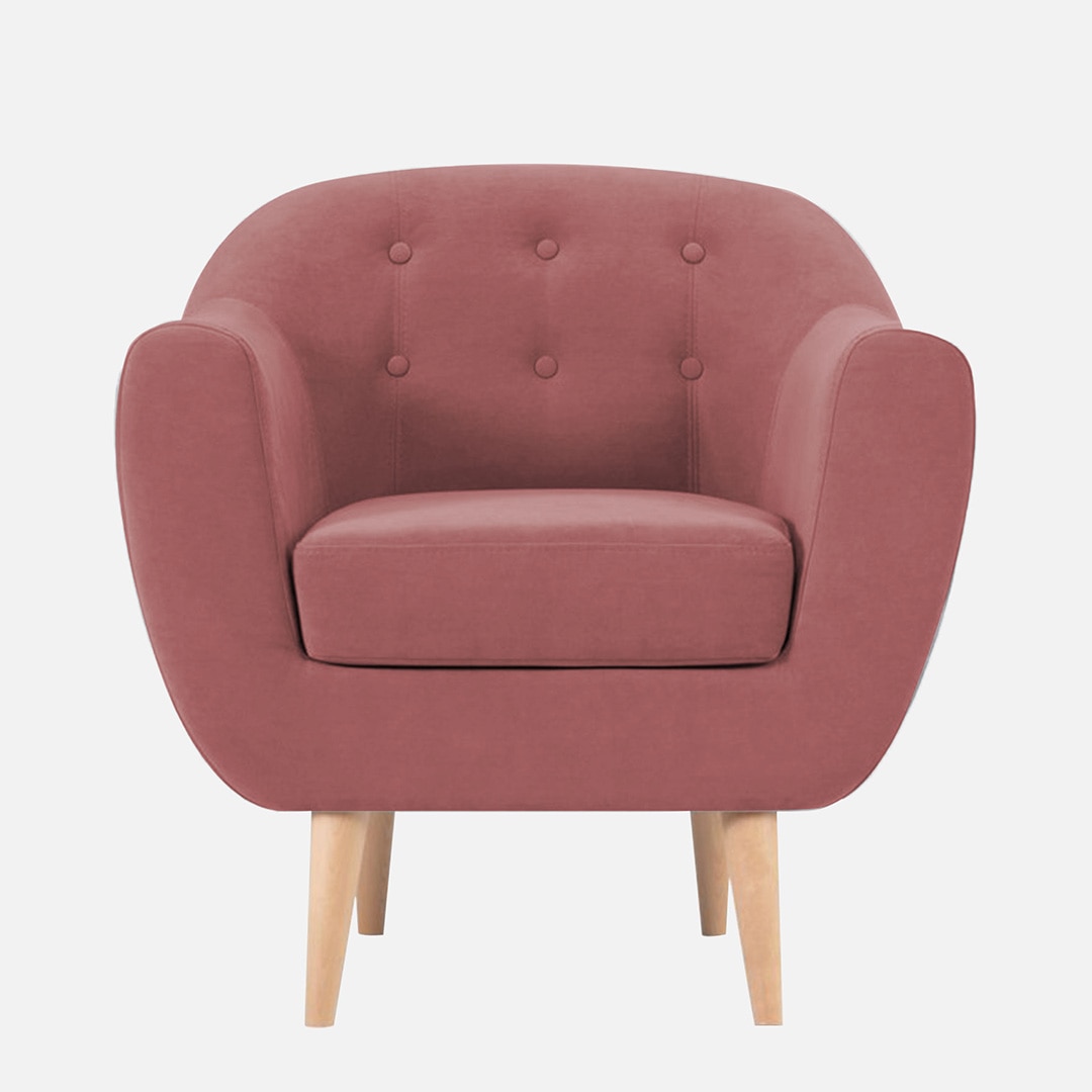 Colam Velvet 1 Seater Sofa in Pink Colour