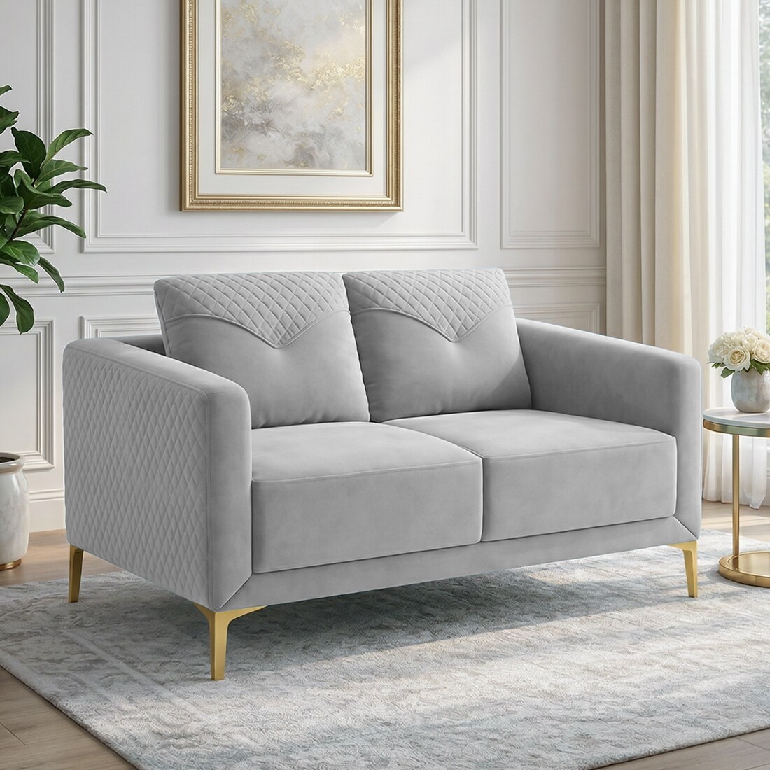 Arab Velvet 2 Seater Sofa Grey Color