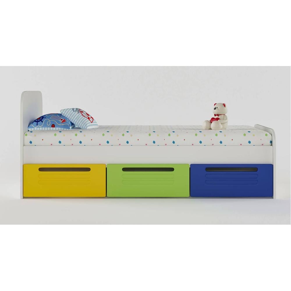 Cloud Tails Engineered Wood Drawer Storage Bed in Multi Coloured Colour