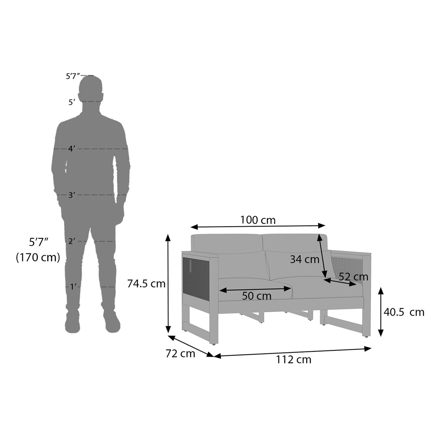Korai 2 Seater Sofa (Lagoon Green Futon)