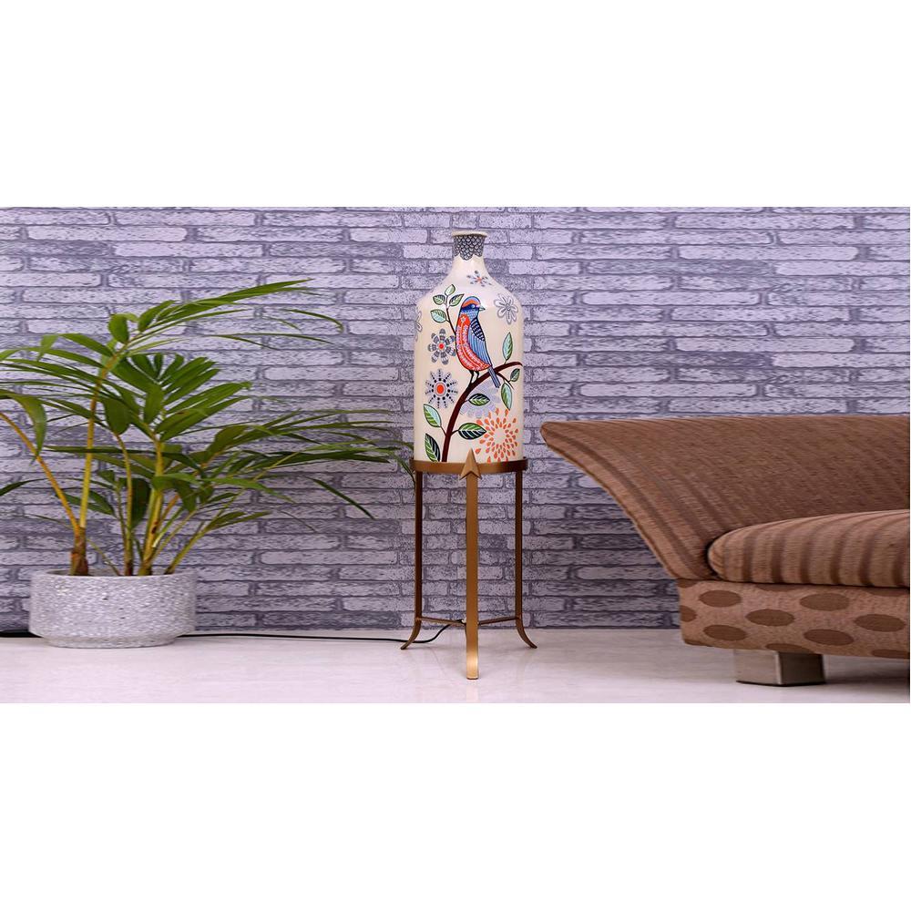 Scarlette White Glass Shade Floor Lamp With White Metal Base