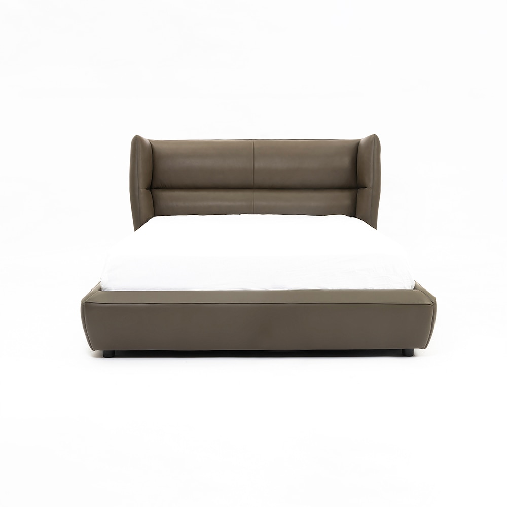 Bronze Leather Double Size Bed Without Storage (Brown Colour)-image-5
