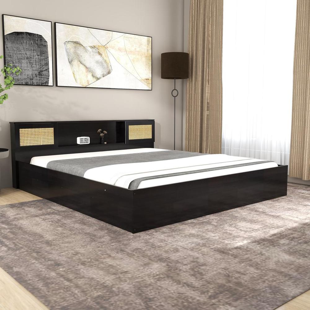 Hoshi Queen Bed With Rattan Side Door With Nonwoven Fabric Base