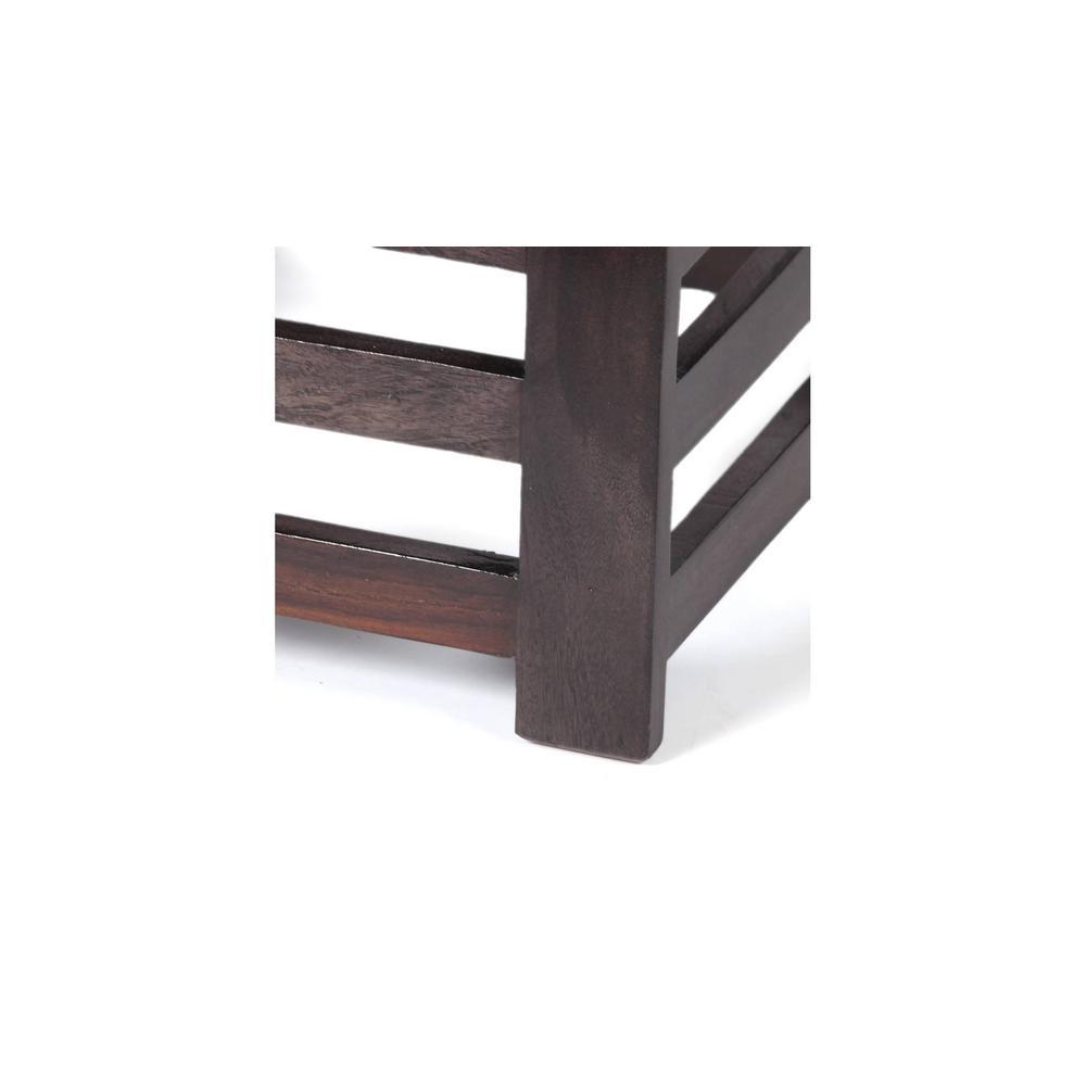 Houston Sheesham Wood Stool in Mahogany Finish & Multi Colour Israel Print Kantha fabric Cushion