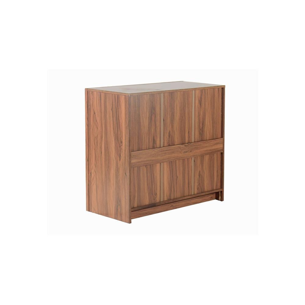 Yuko Wide Chest of 5 Drawers in Columbia Walnut Finish