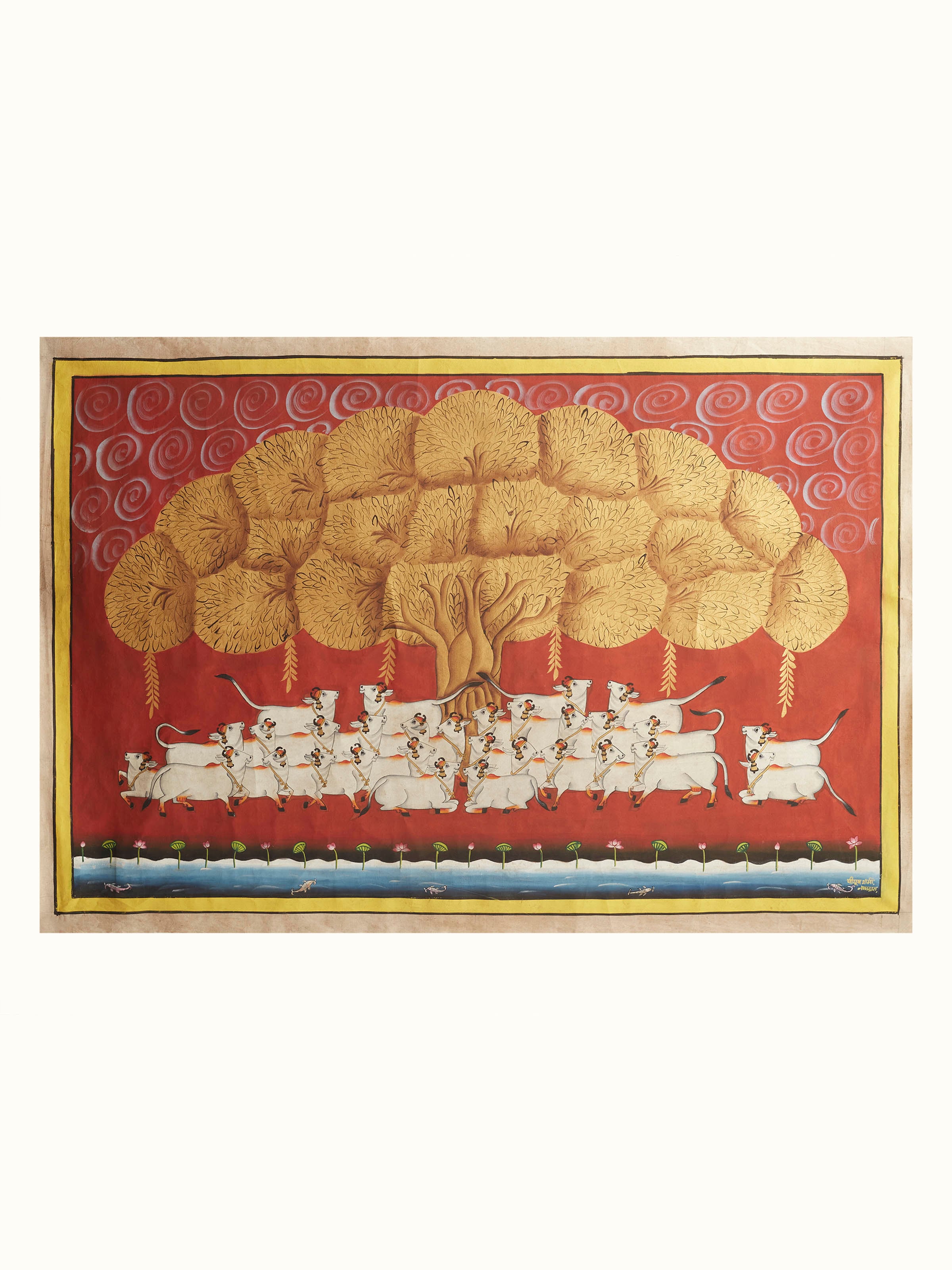 Tree Cow Pichwai Painting