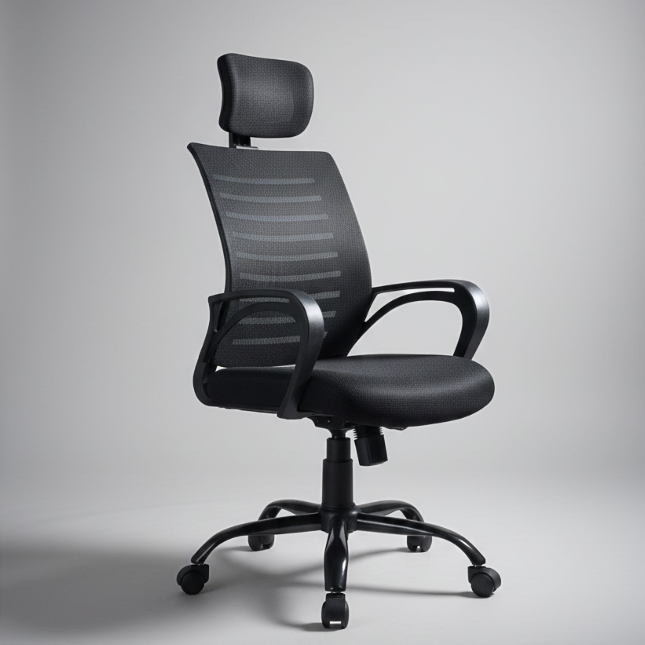 Aspira High Back Mesh Office Chair with Headrest in Black Color