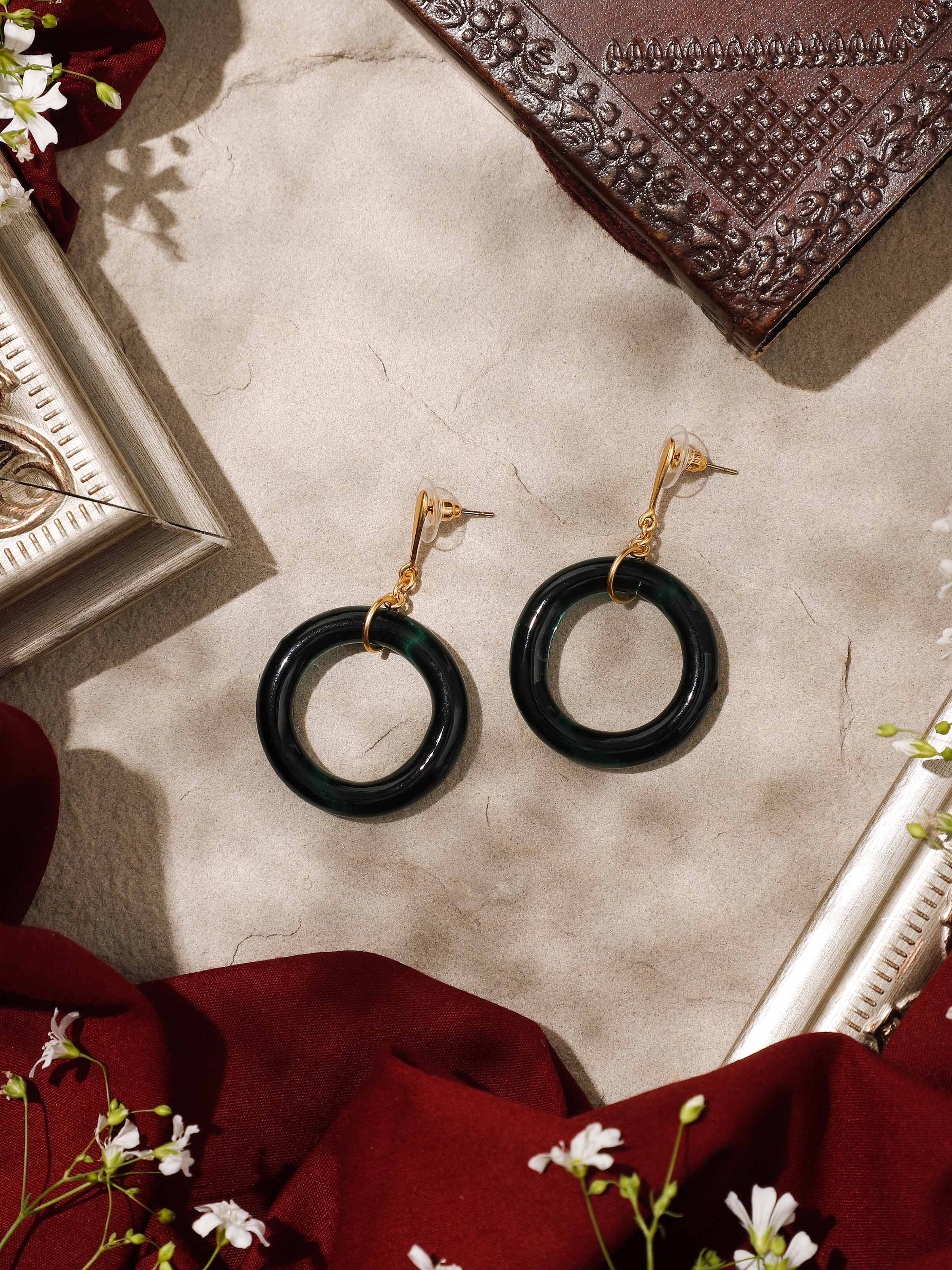 Silver Flame Glass Drop Earrings