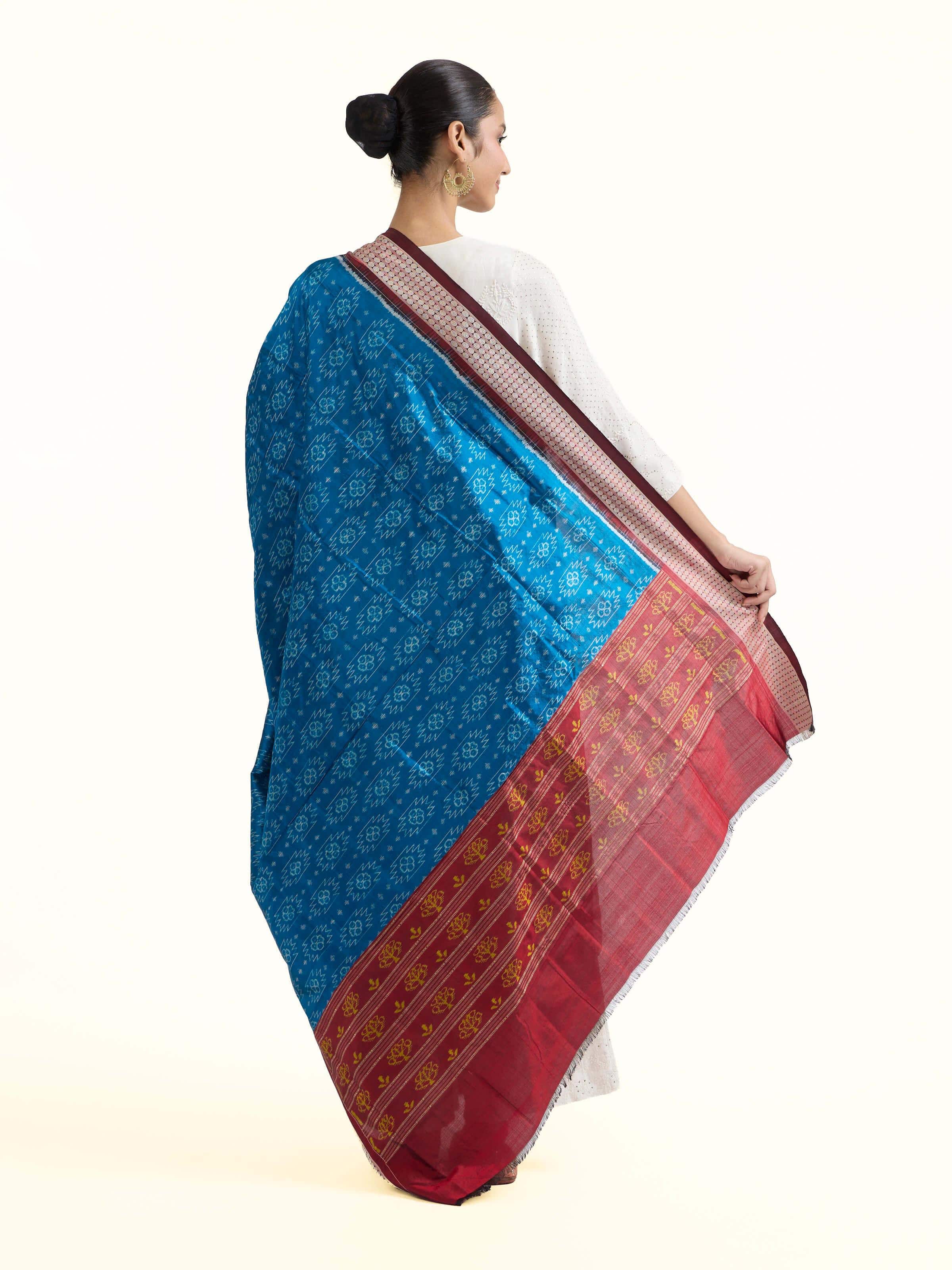 Blue Ikat Silk Handwoven Dupatta
