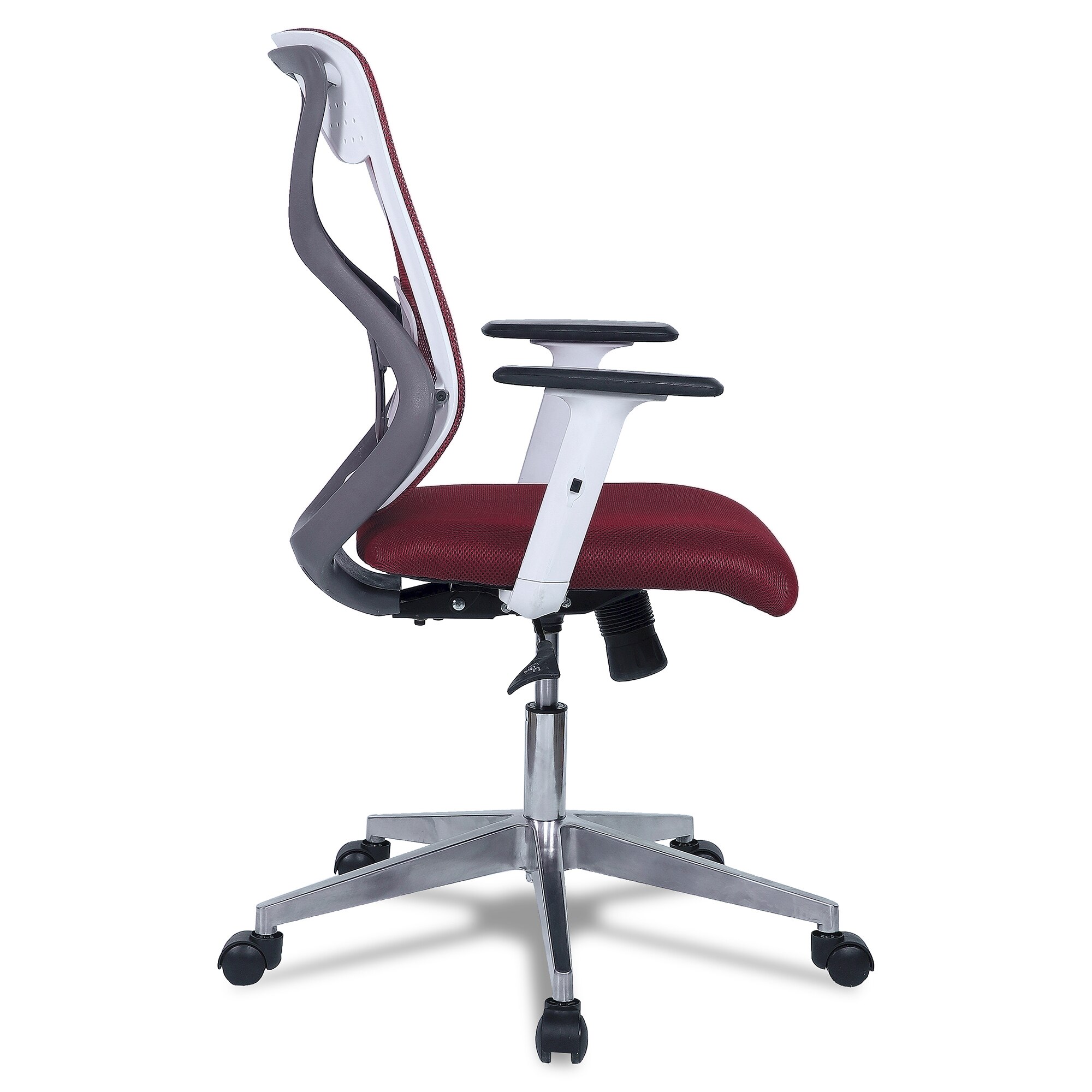 Wiwngas Mid Back Ergonomic Chair in Maroon Colour