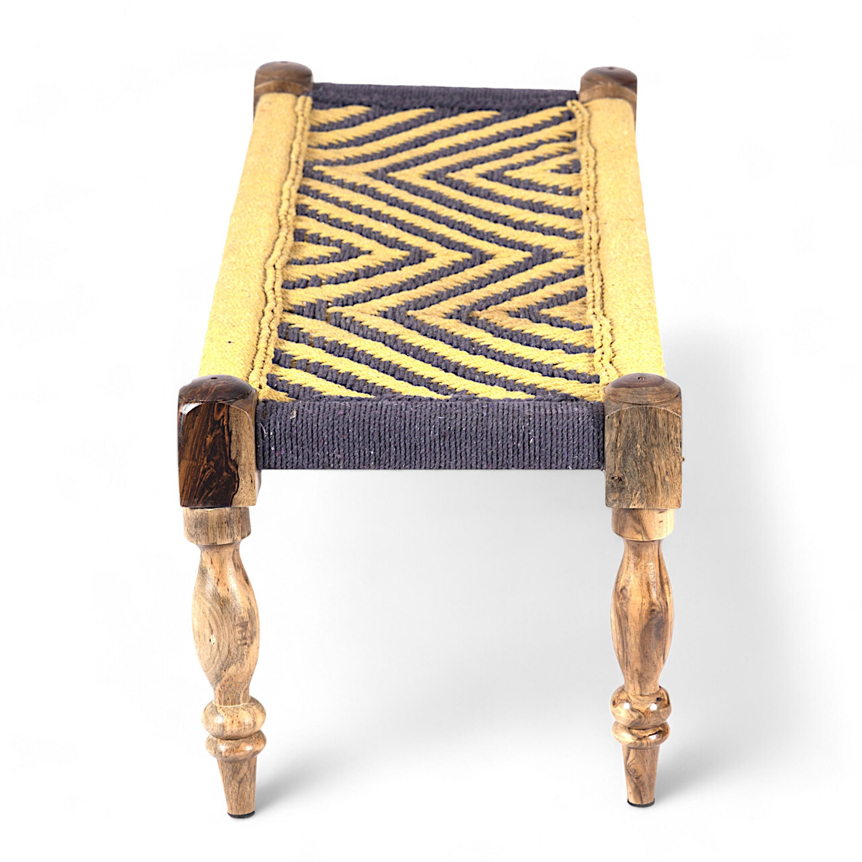 Hamilton Solid Wood Maachi Bench In Purple & Yellow Canning