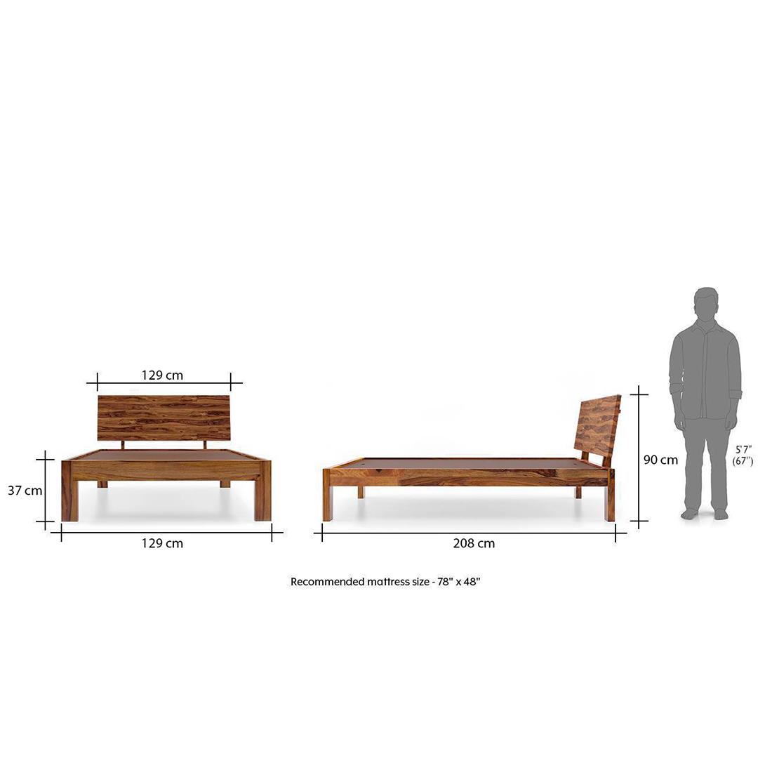 Boston Solid Wood Compact Queen Size Bed In Teak Finish