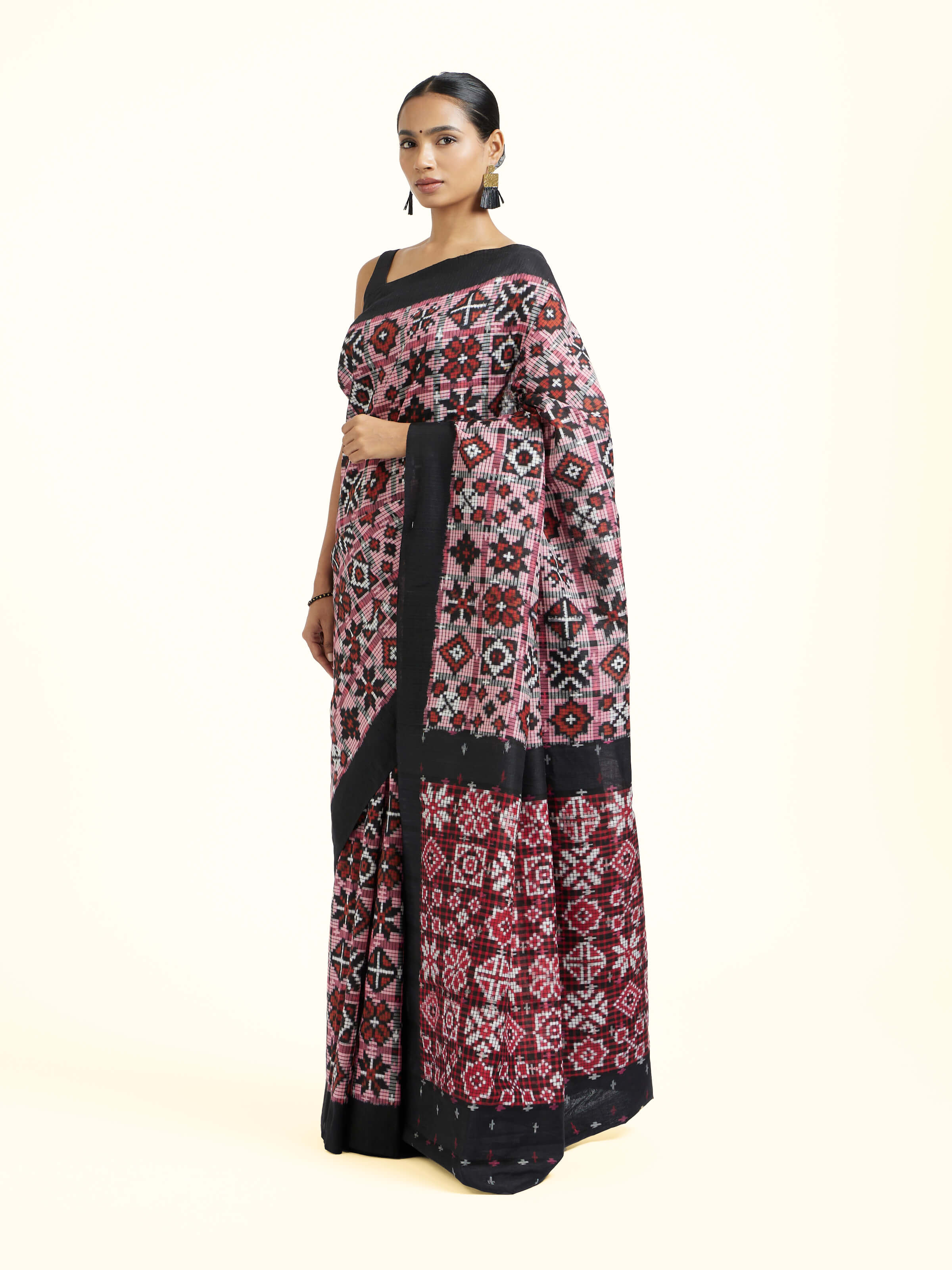 Multicolor Silk Pochampally Single Ikat Saree