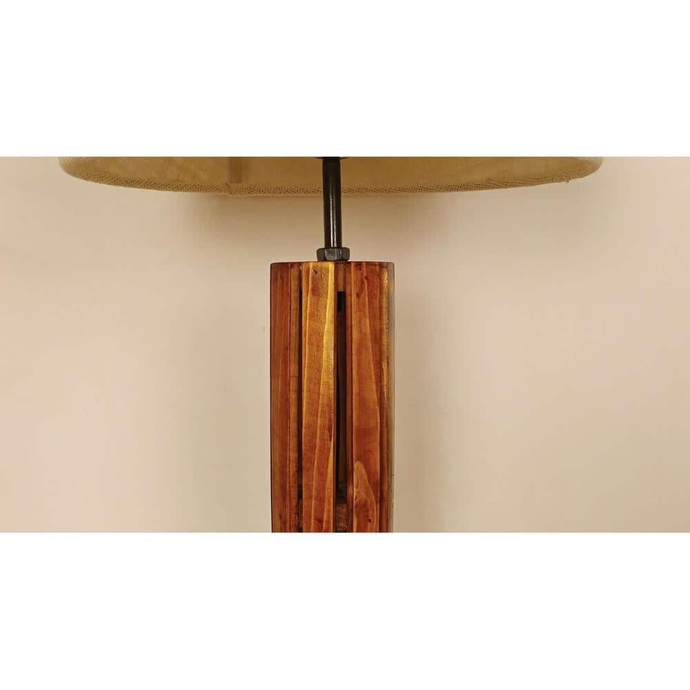 TallBoy Wooden Table Lamp with Brown Base and Premium White Fabric Lampshade